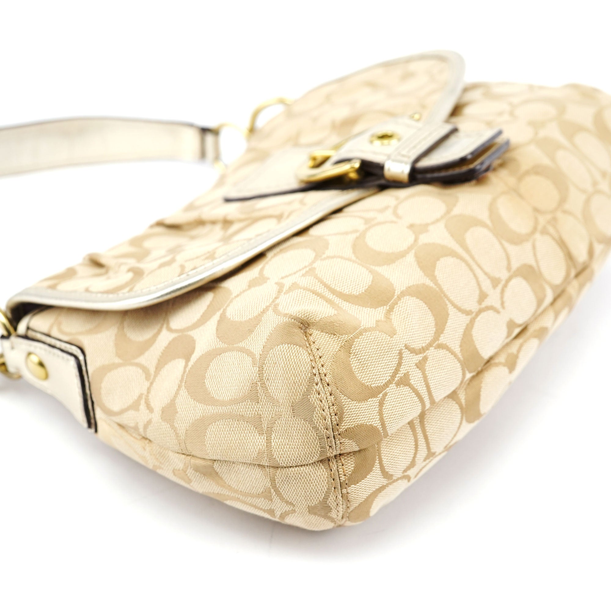 Beige Patchwork Signature C Soho Shoulder Bag