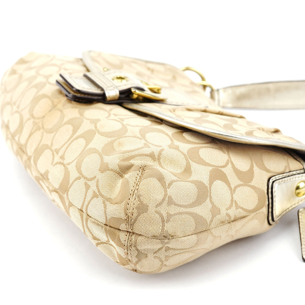 Beige Patchwork Signature C Soho Shoulder Bag