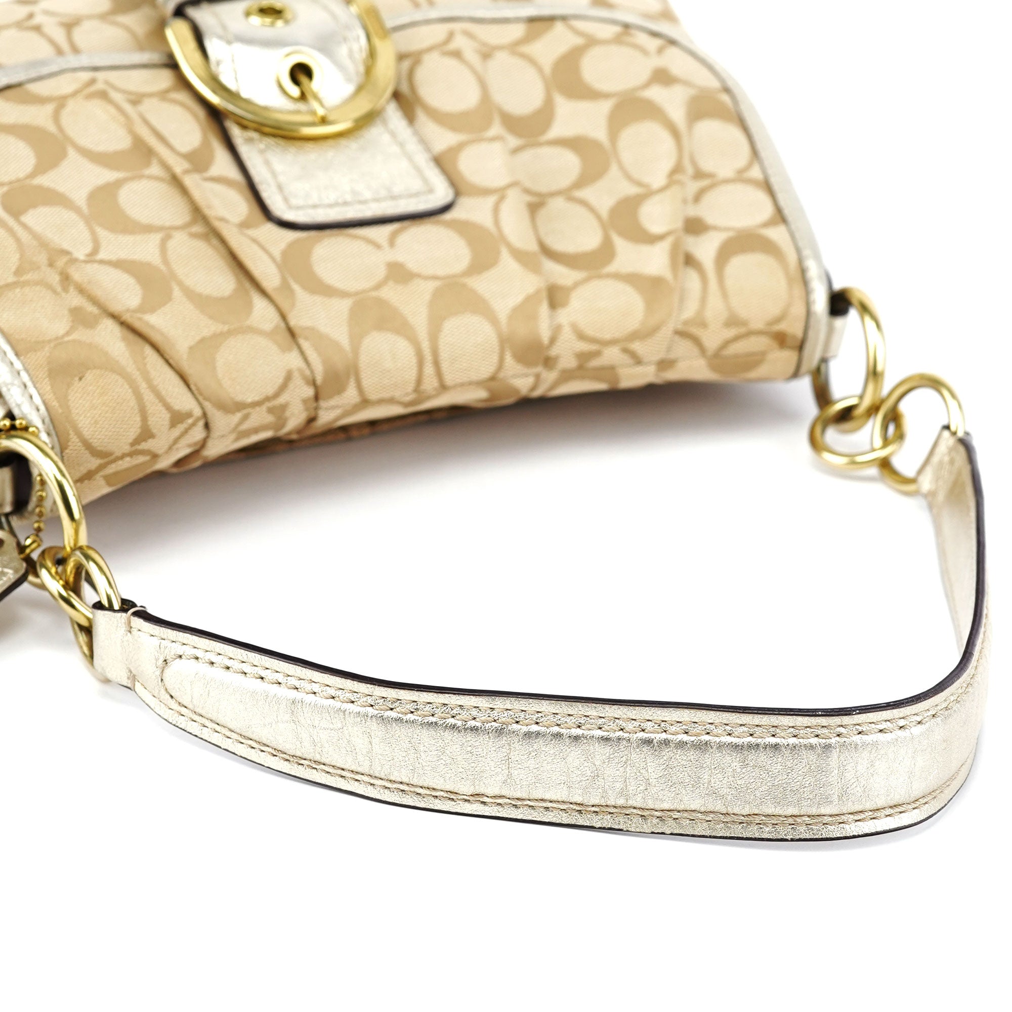 Beige Patchwork Signature C Soho Shoulder Bag