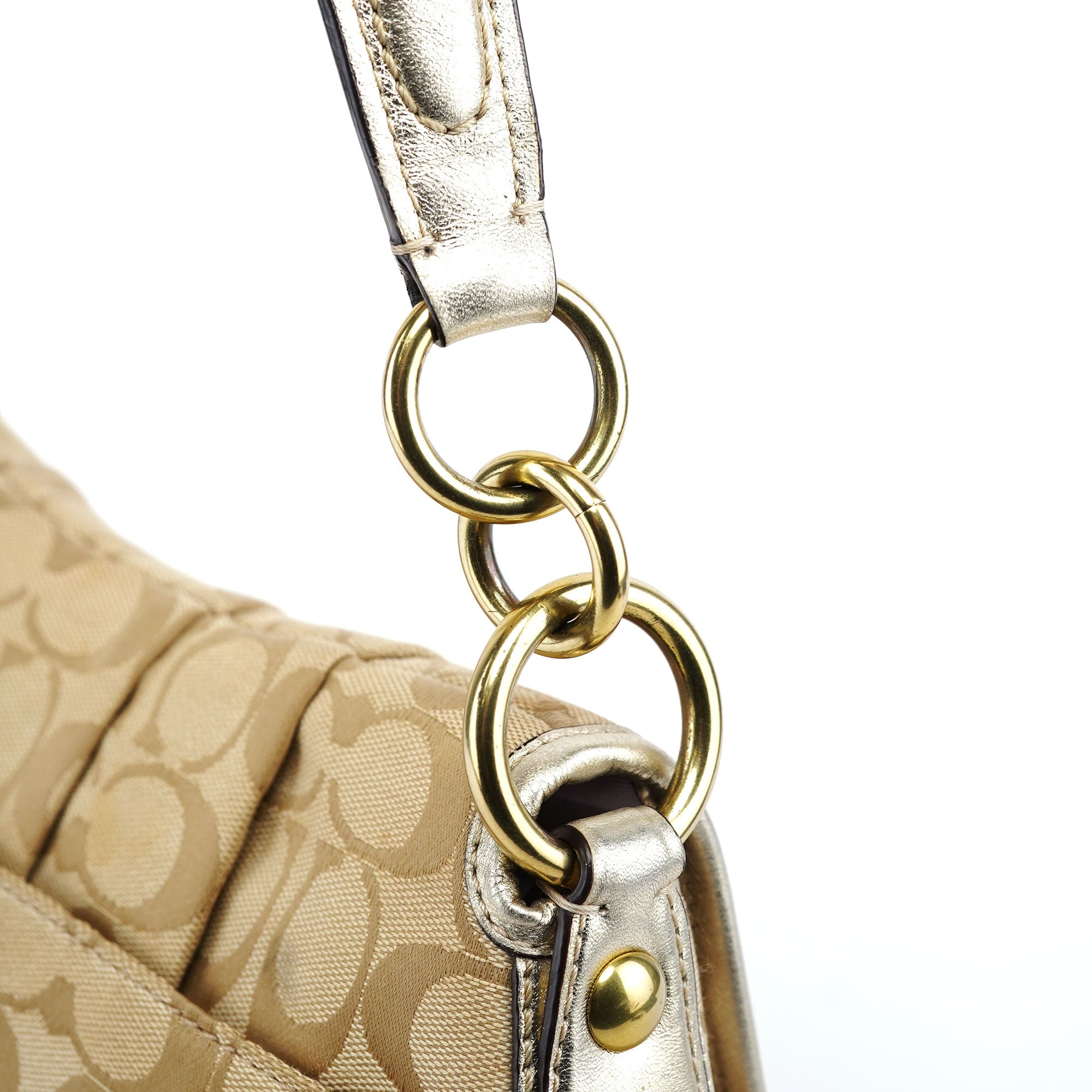 Beige Patchwork Signature C Soho Shoulder Bag