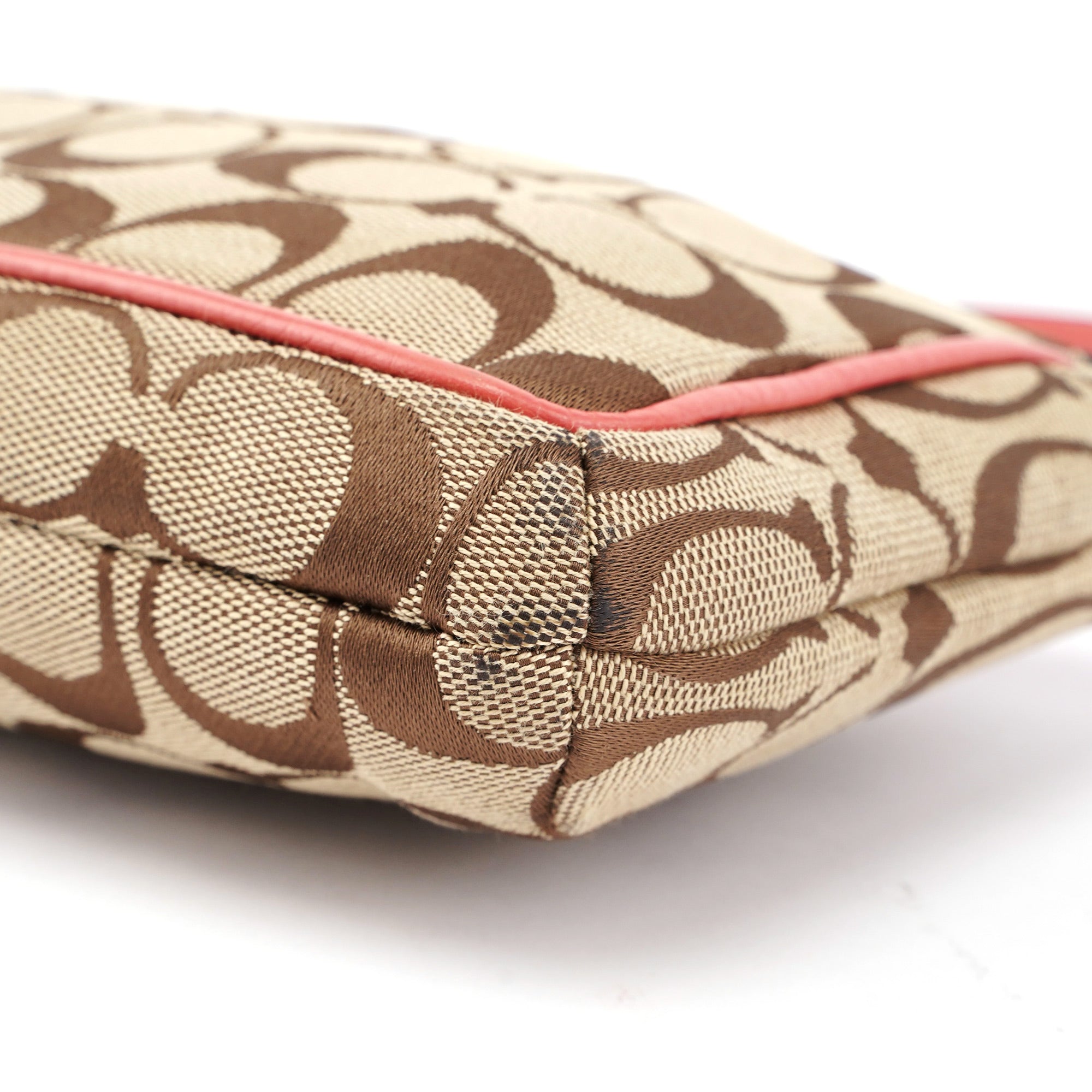 Beige Pink Signature C Hobo Shoulder Bag
