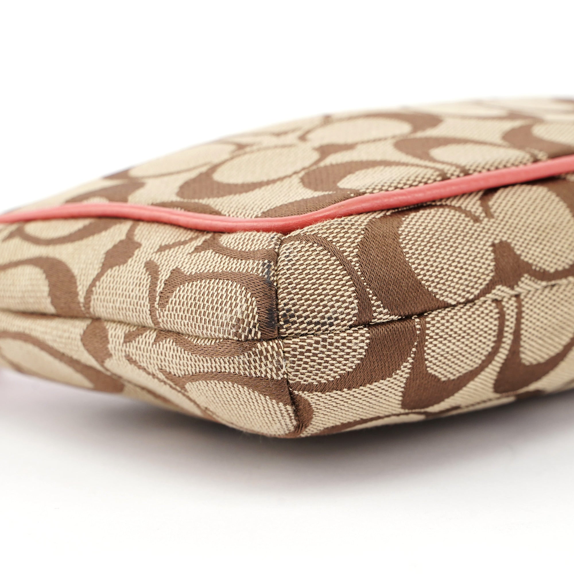 Beige Pink Signature C Hobo Shoulder Bag
