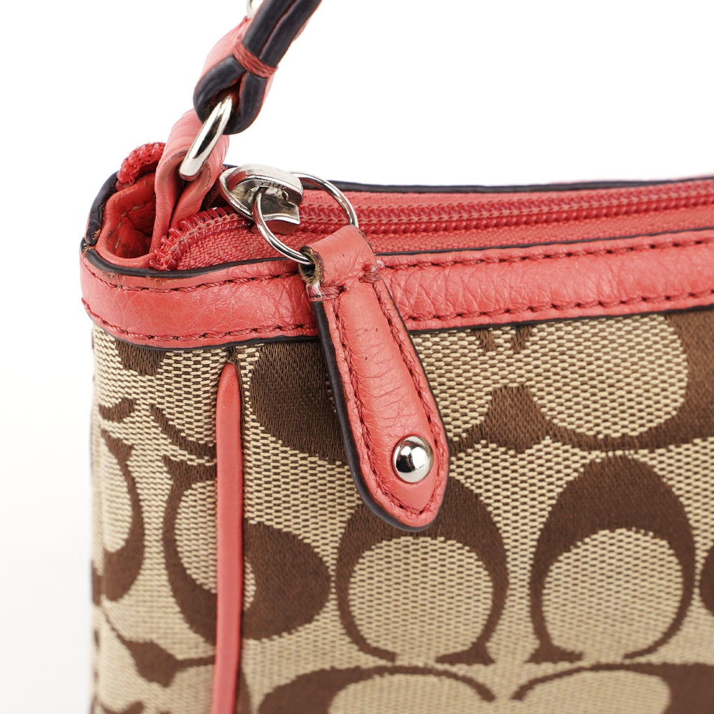 Beige Pink Signature C Hobo Shoulder Bag