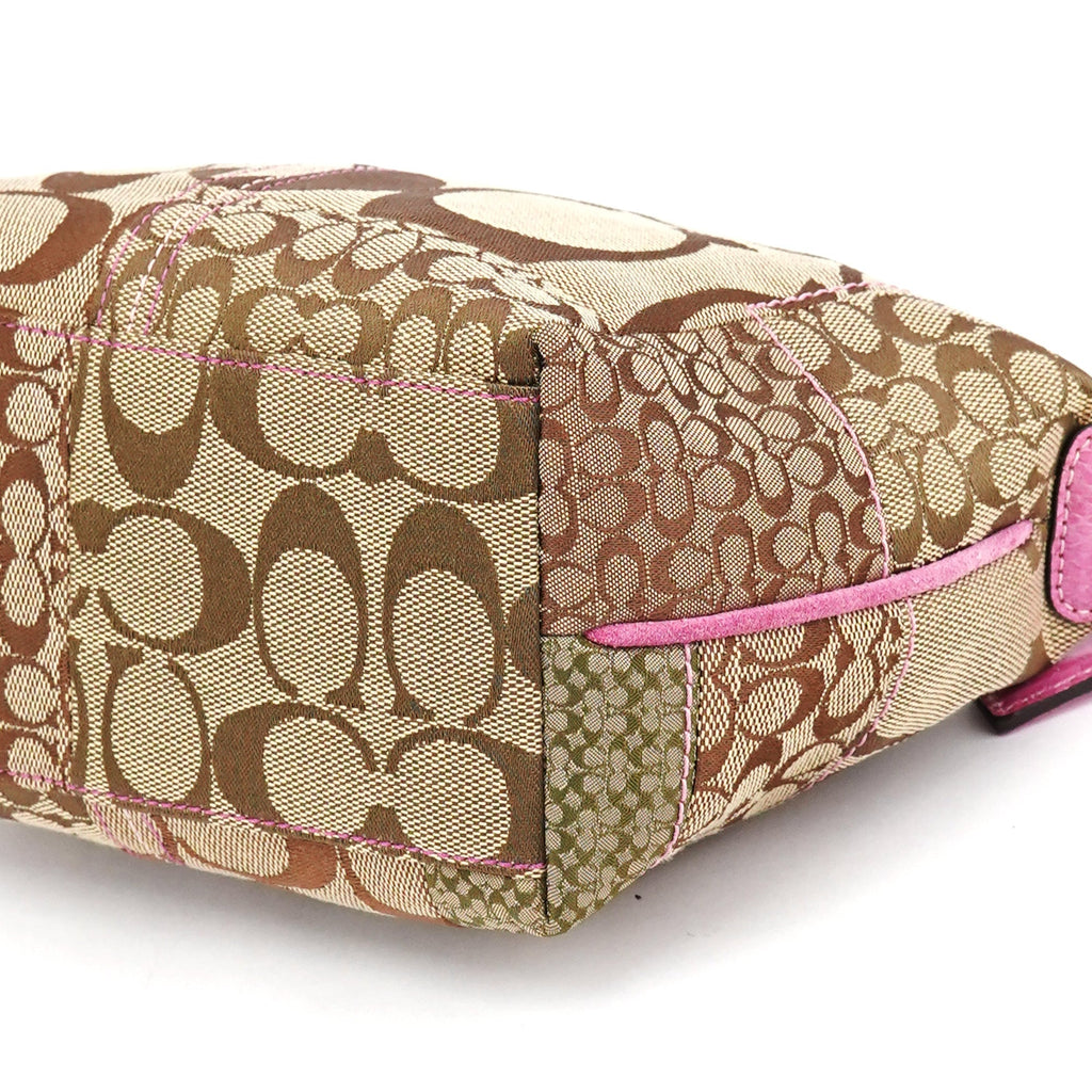 Beige Pink Signature Python Patchwork Hobo Bag