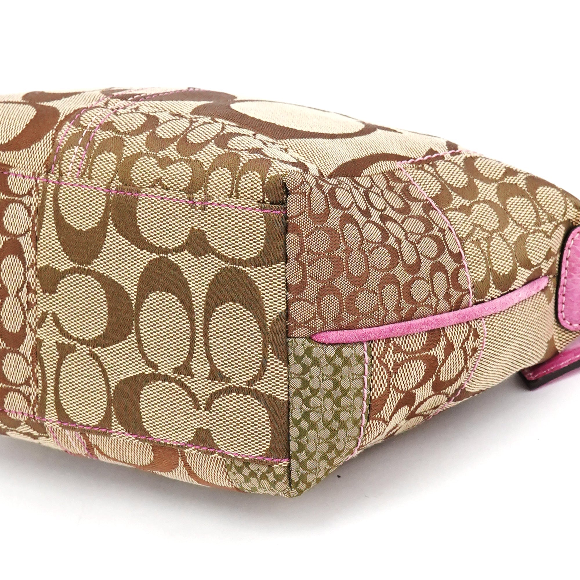 Beige Pink Signature Python Patchwork Hobo Bag