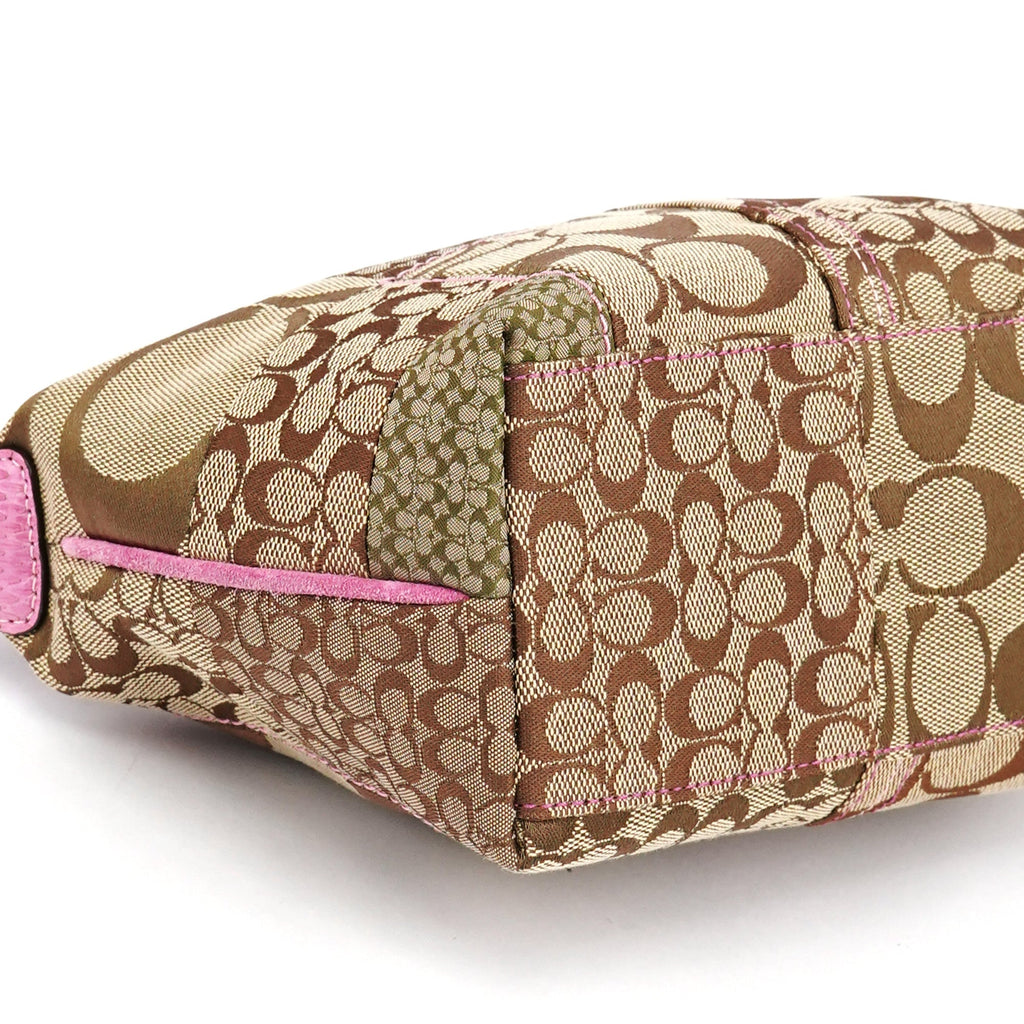 Beige Pink Signature Python Patchwork Hobo Bag
