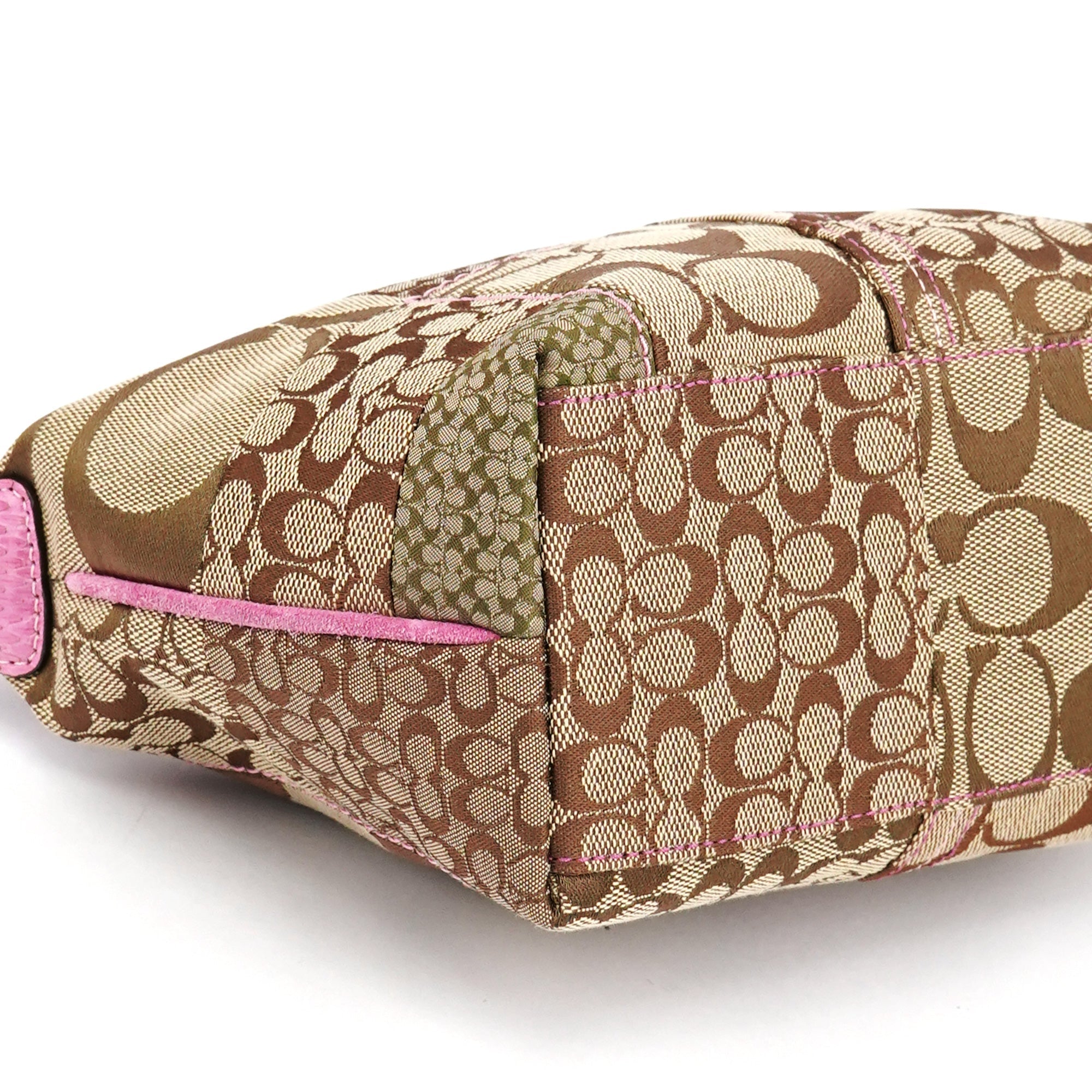 Beige Pink Signature Python Patchwork Hobo Bag