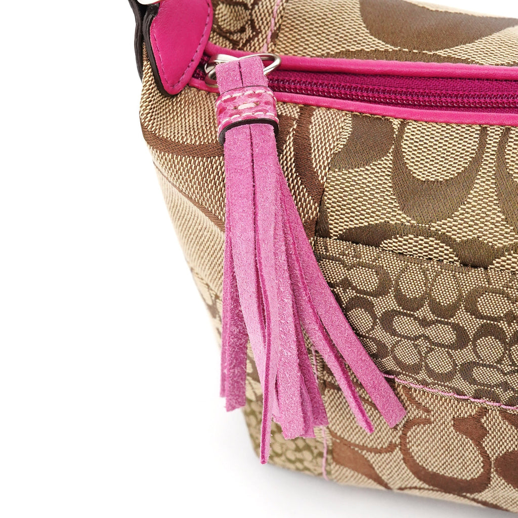 Beige Pink Signature Python Patchwork Hobo Bag