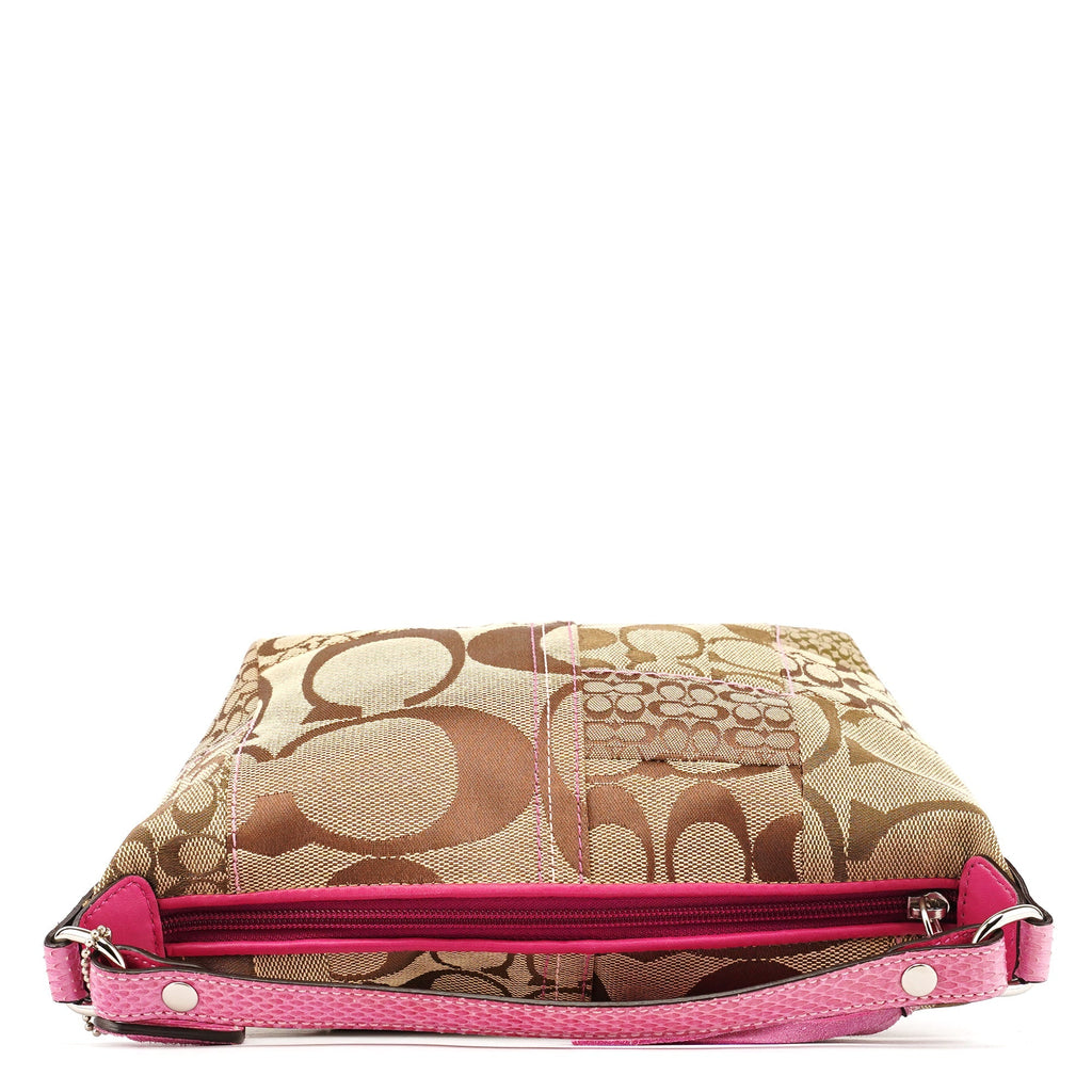 Beige Pink Signature Python Patchwork Hobo Bag