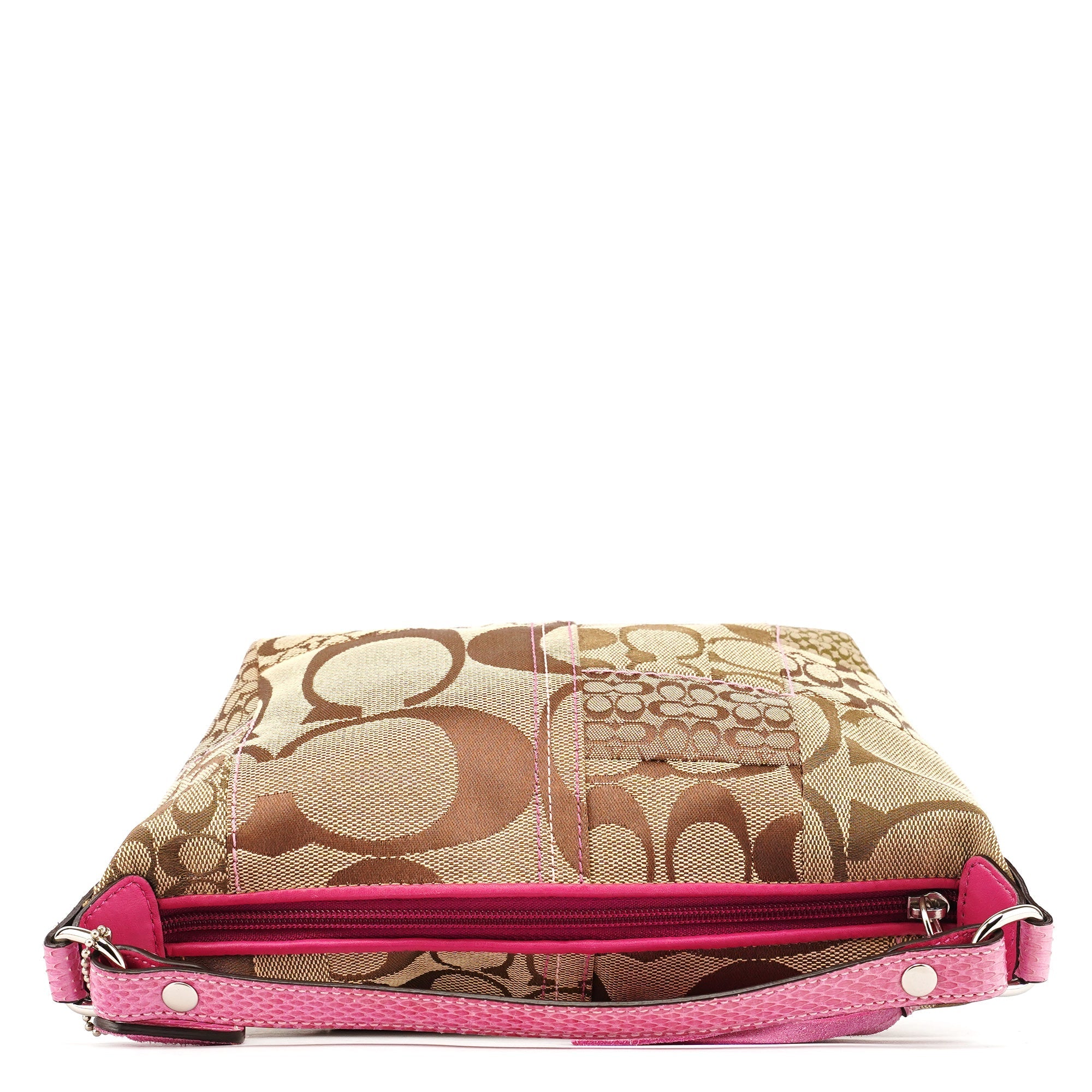 Beige Pink Signature Python Patchwork Hobo Bag