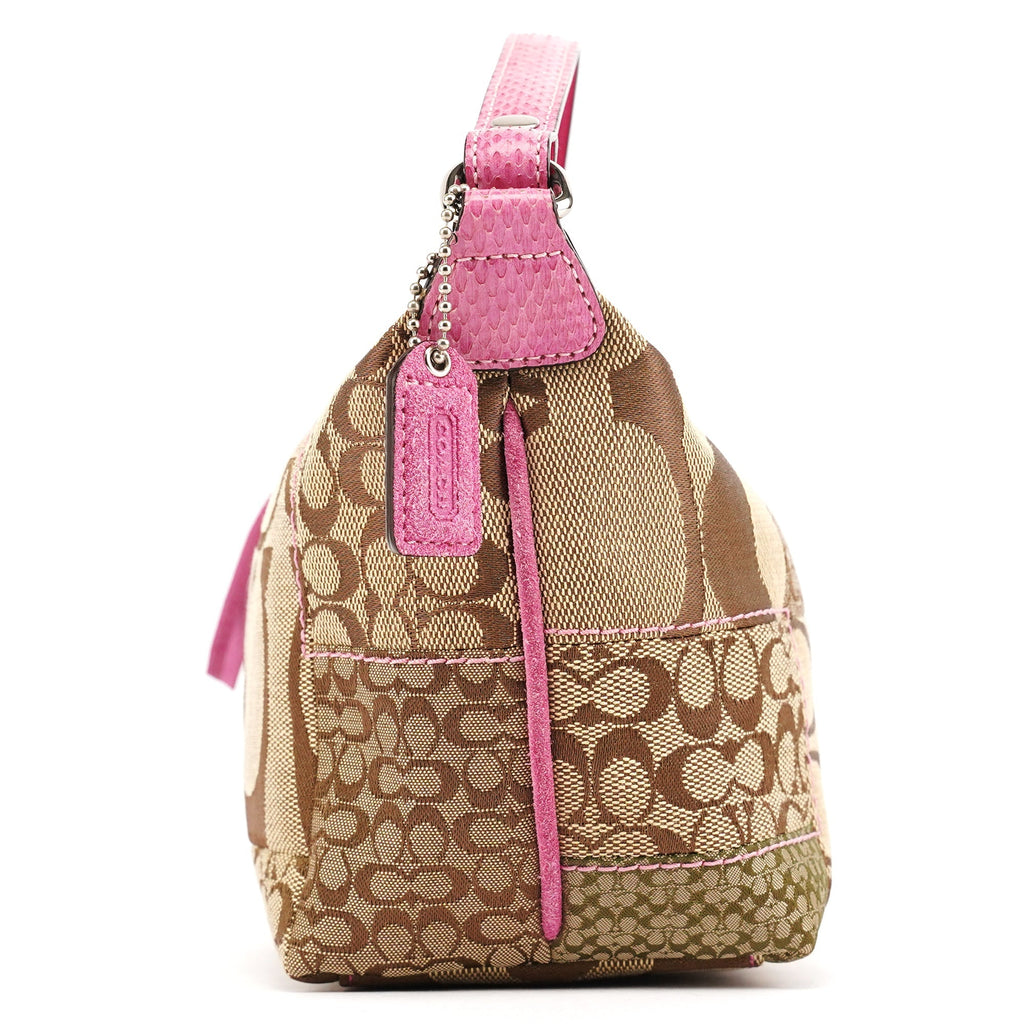 Beige Pink Signature Python Patchwork Hobo Bag