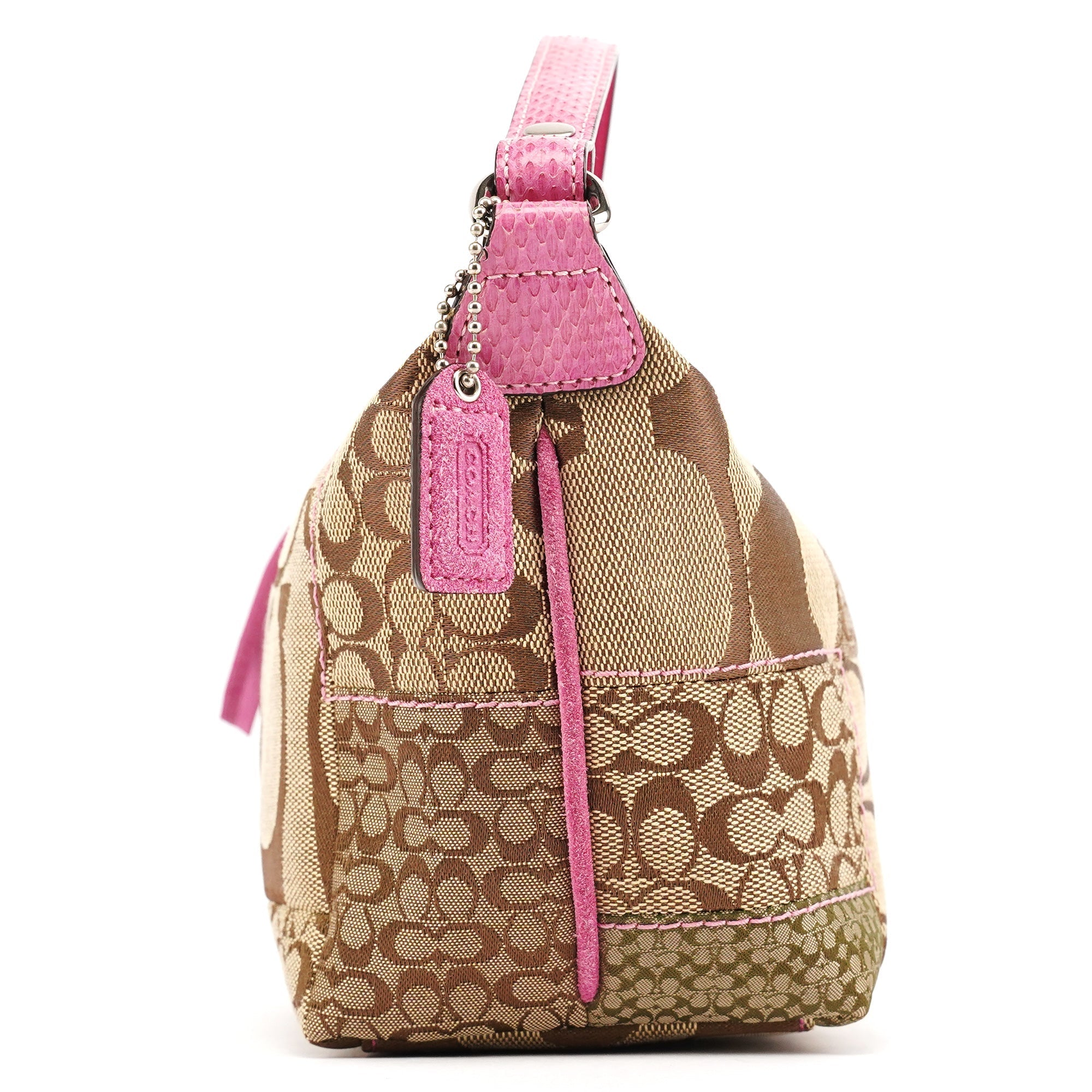 Beige Pink Signature Python Patchwork Hobo Bag