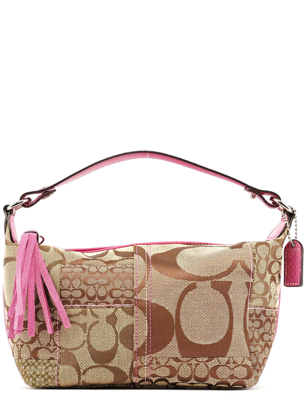 Beige Pink Signature Python Patchwork Hobo Bag