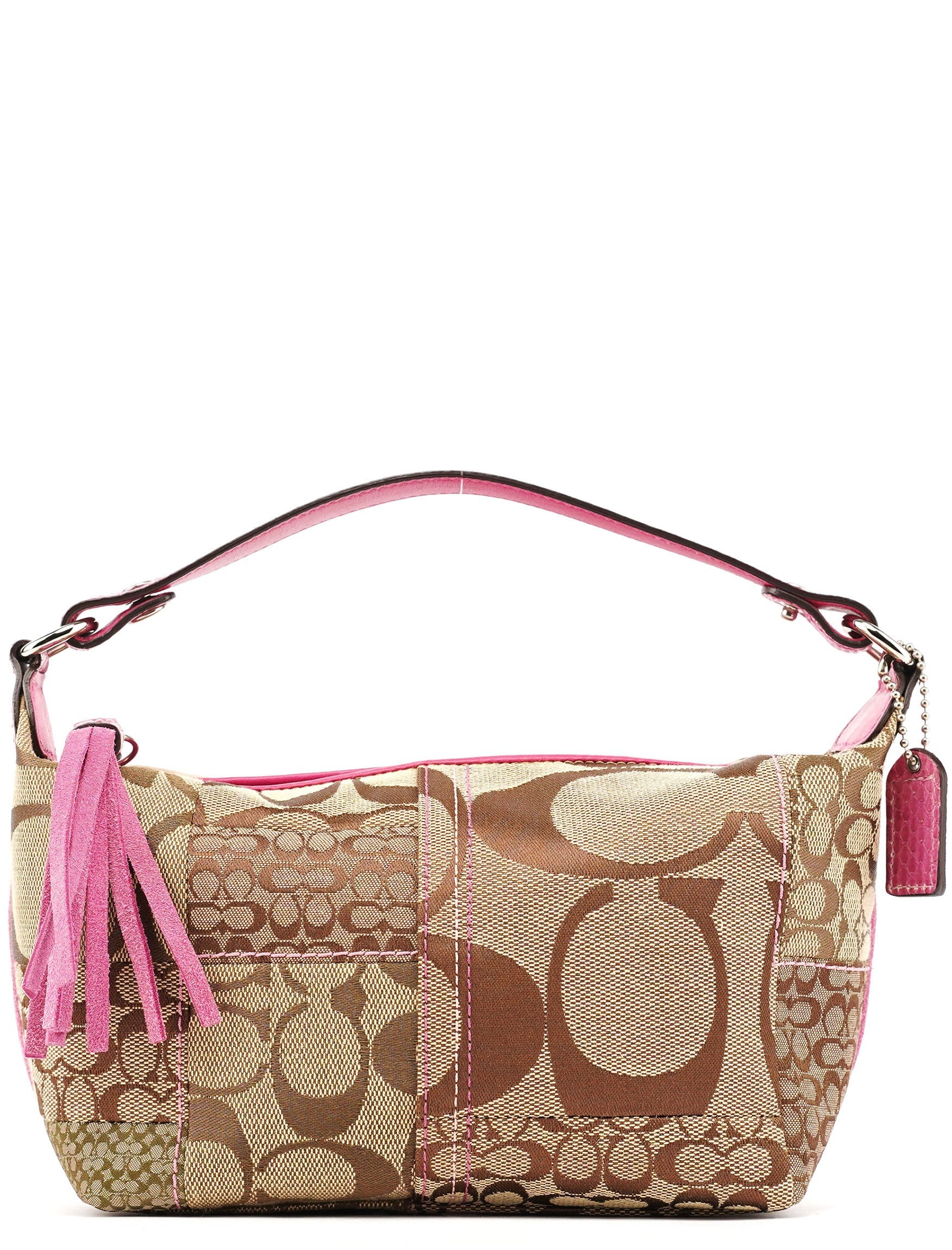 Beige Pink Signature Python Patchwork Hobo Bag