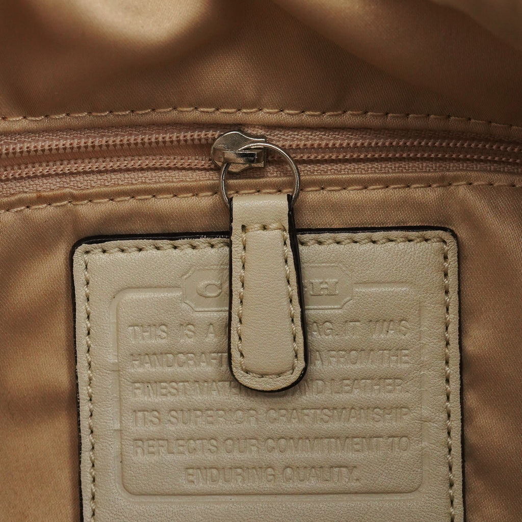 Beige Signature C Hobo Shoulder Bag