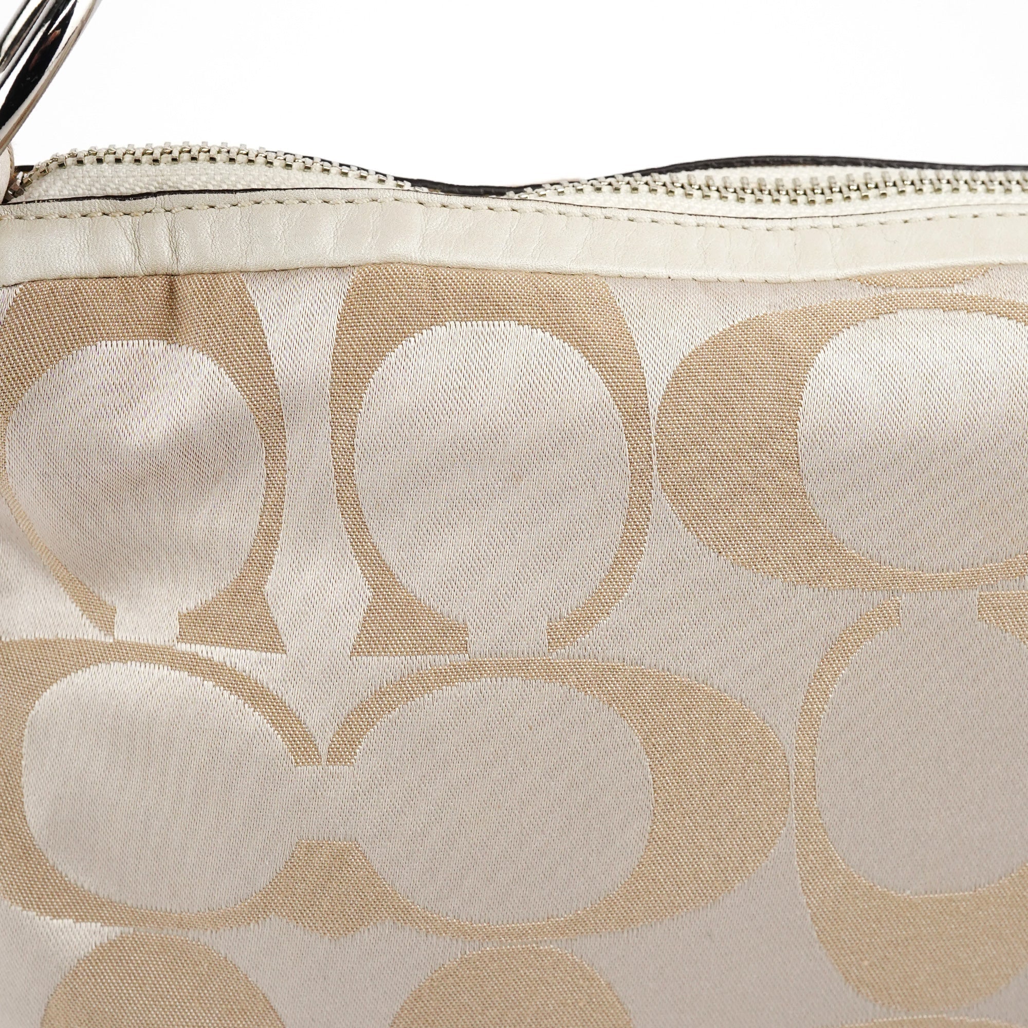 Beige Signature C Hobo Shoulder Bag