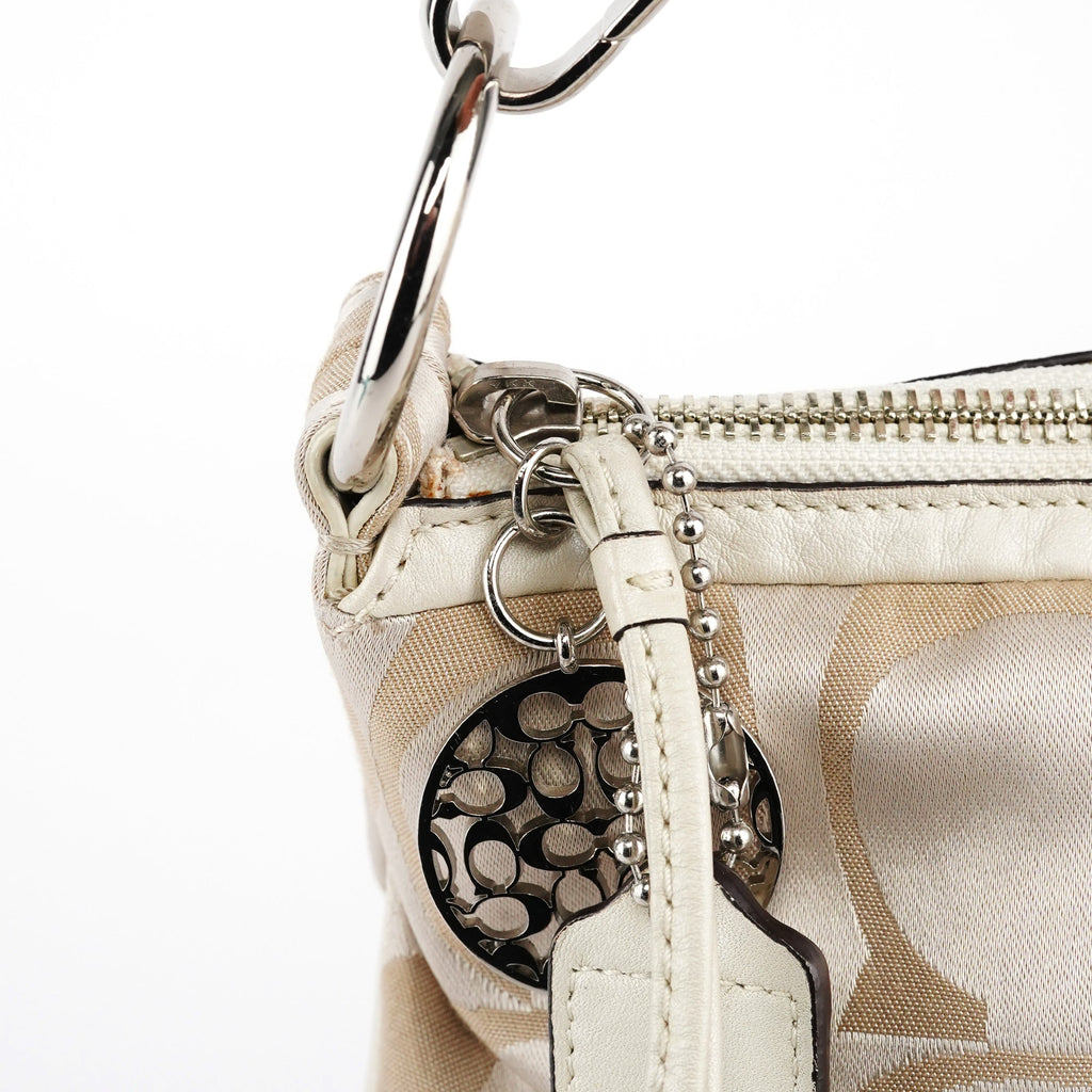 Beige Signature C Hobo Shoulder Bag
