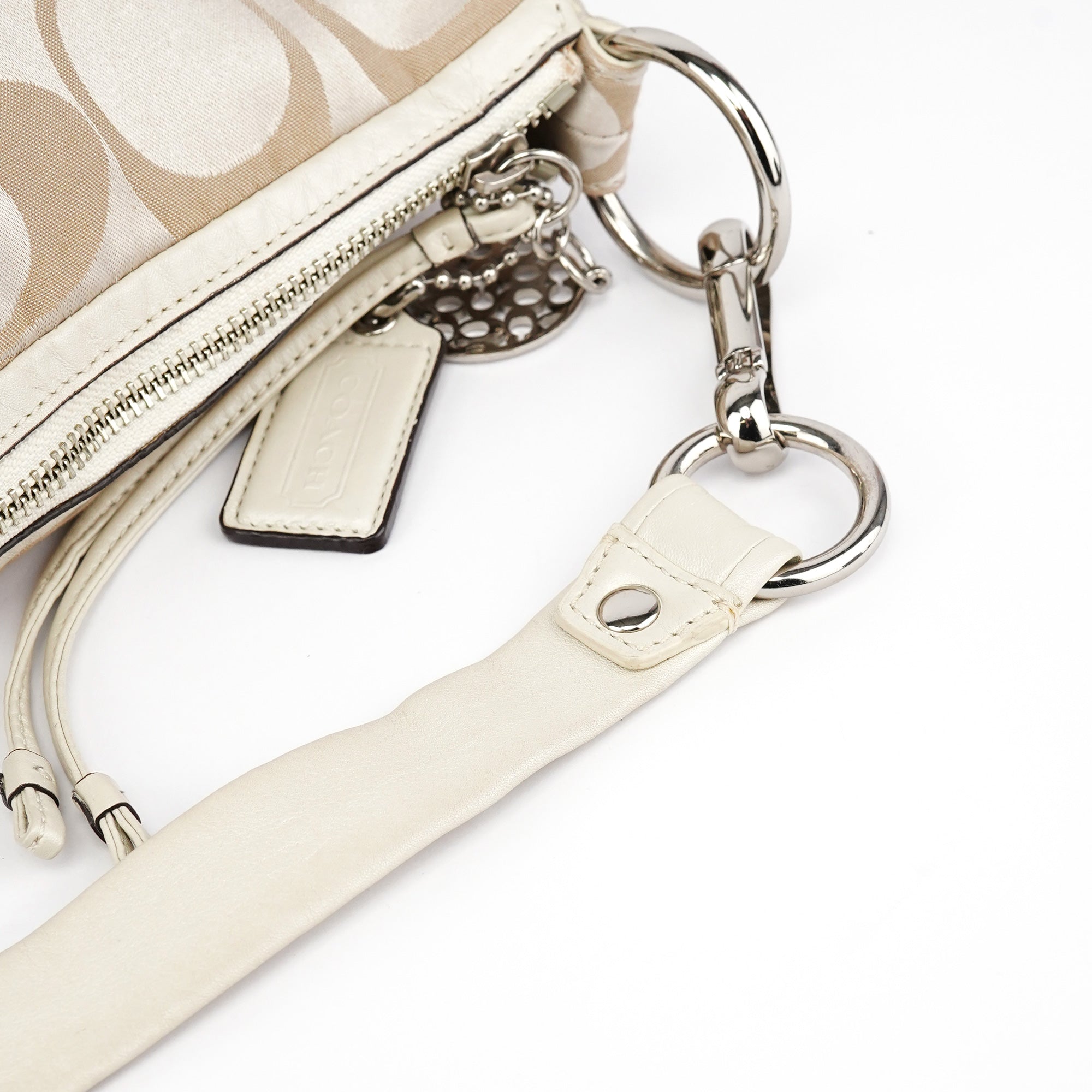 Beige Signature C Hobo Shoulder Bag