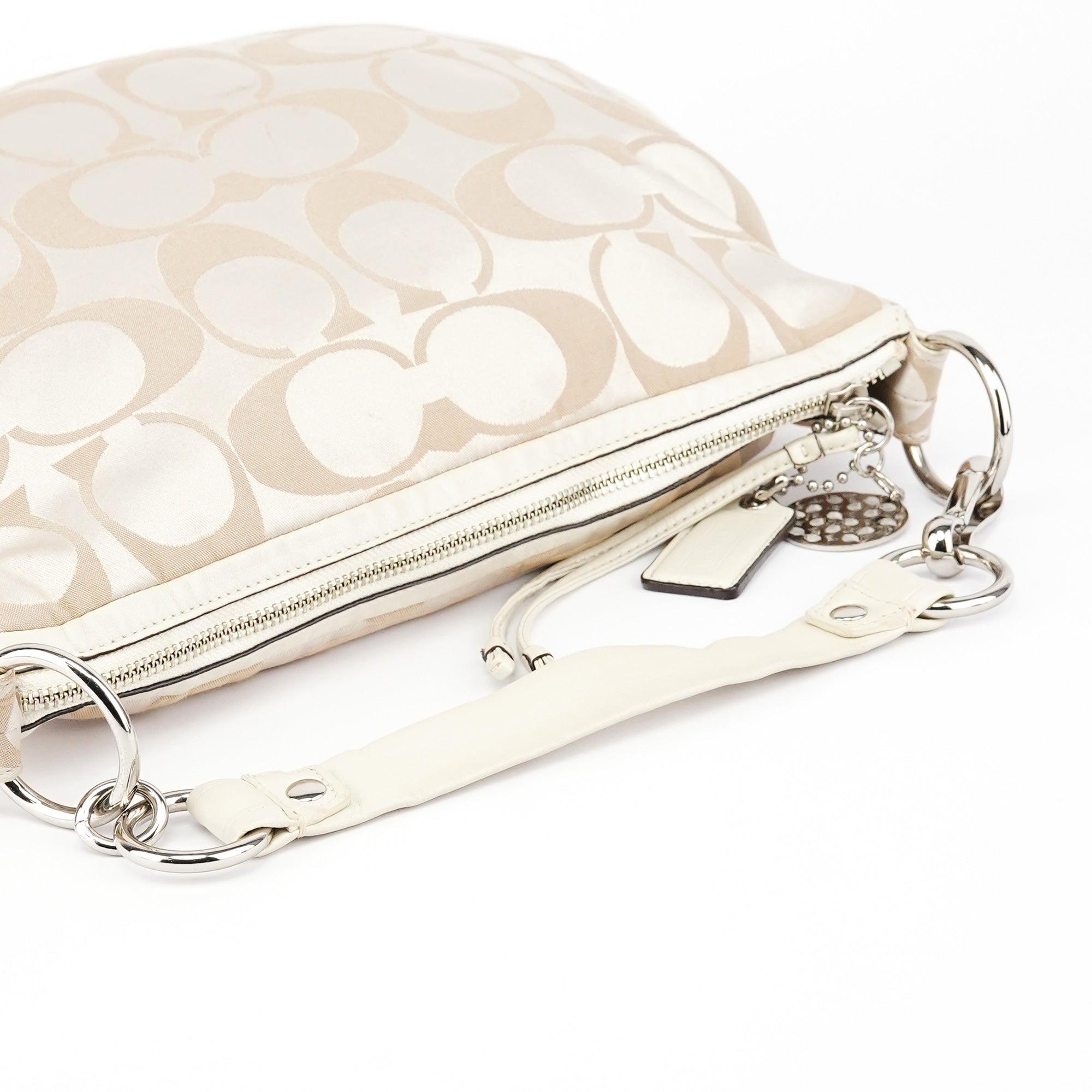 Beige Signature C Hobo Shoulder Bag