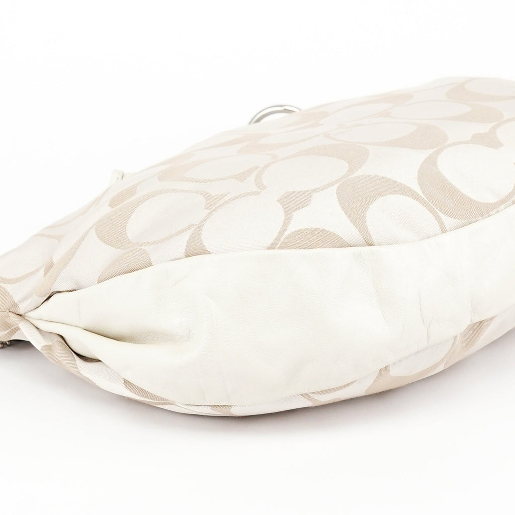 Beige Signature C Hobo Shoulder Bag