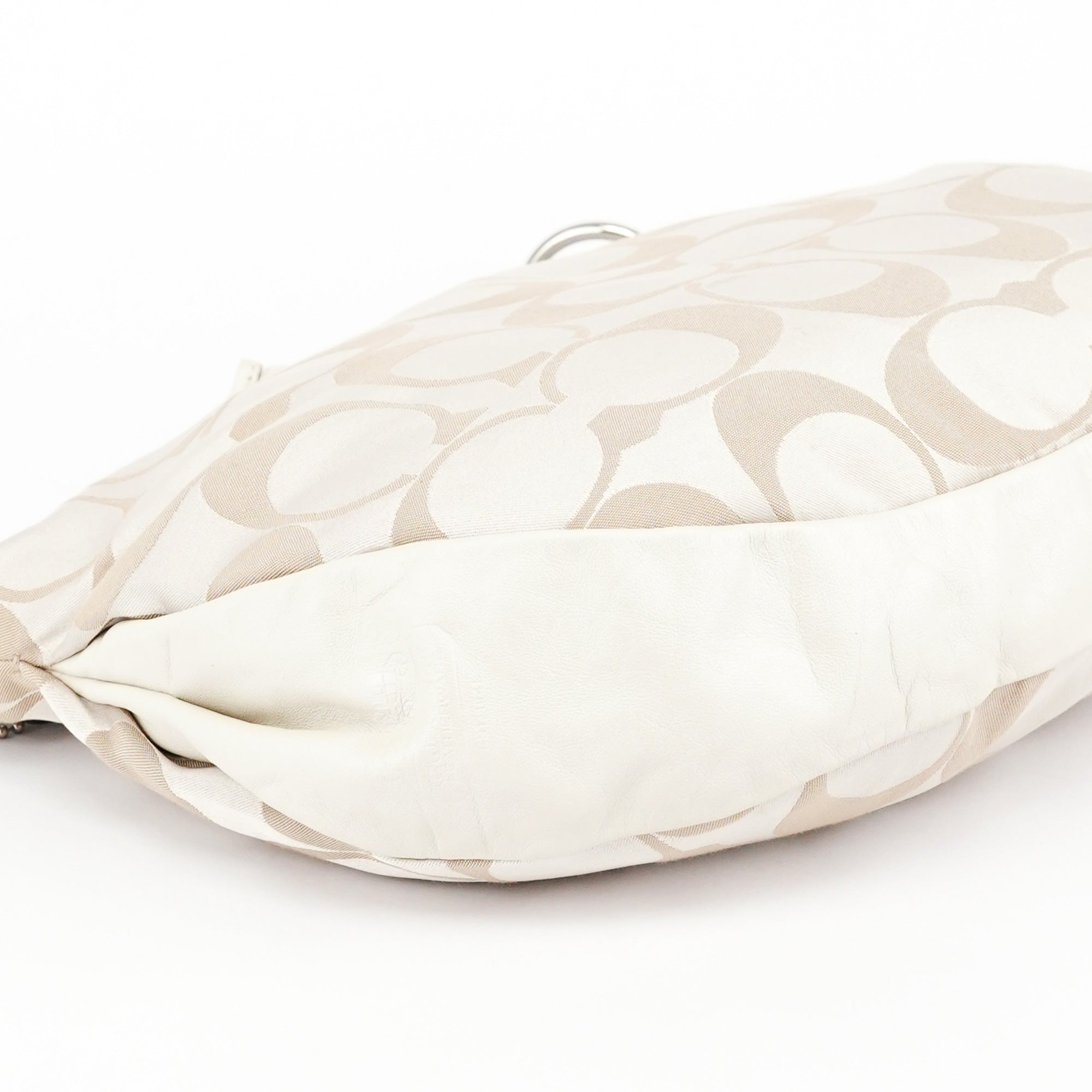 Beige Signature C Hobo Shoulder Bag