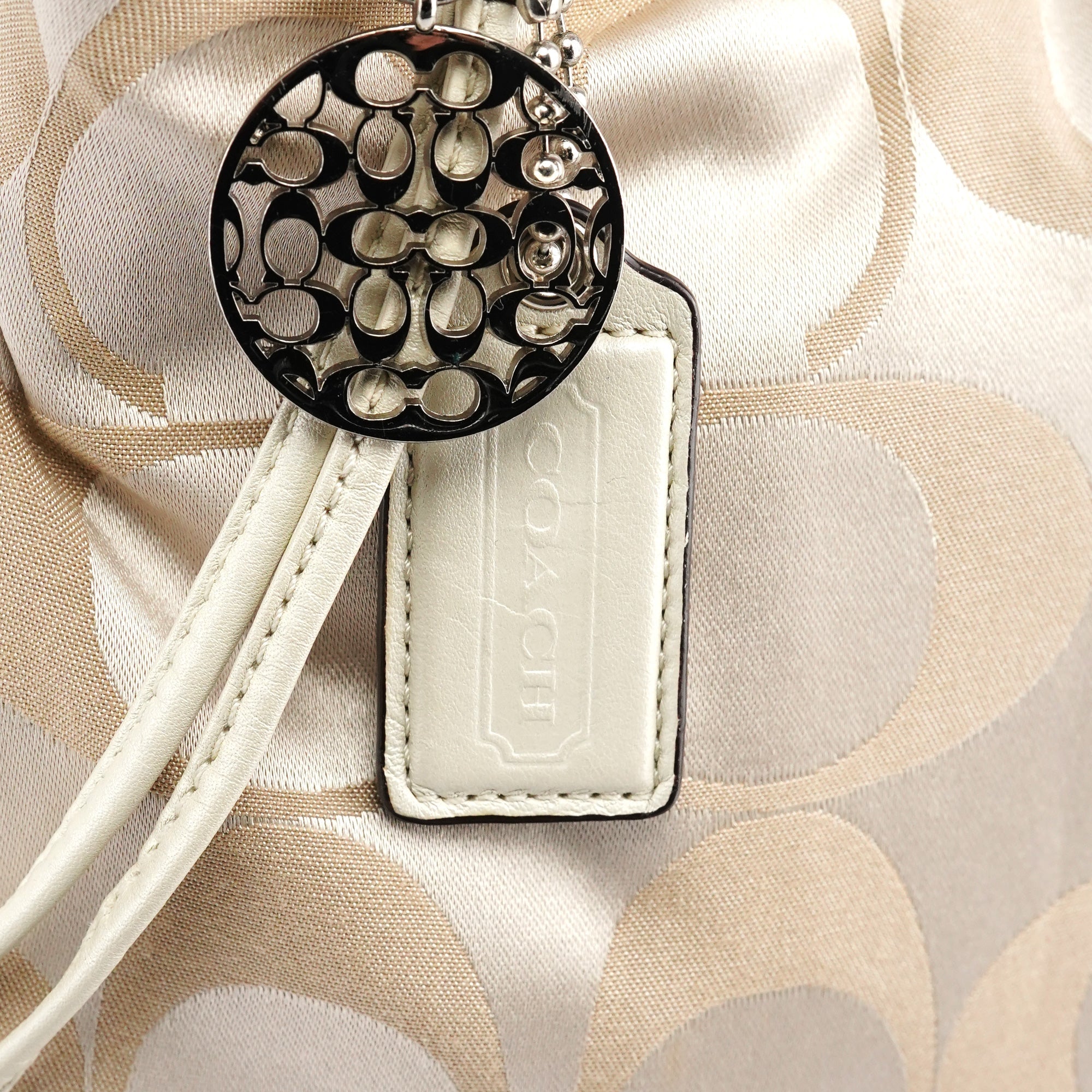Beige Signature C Hobo Shoulder Bag
