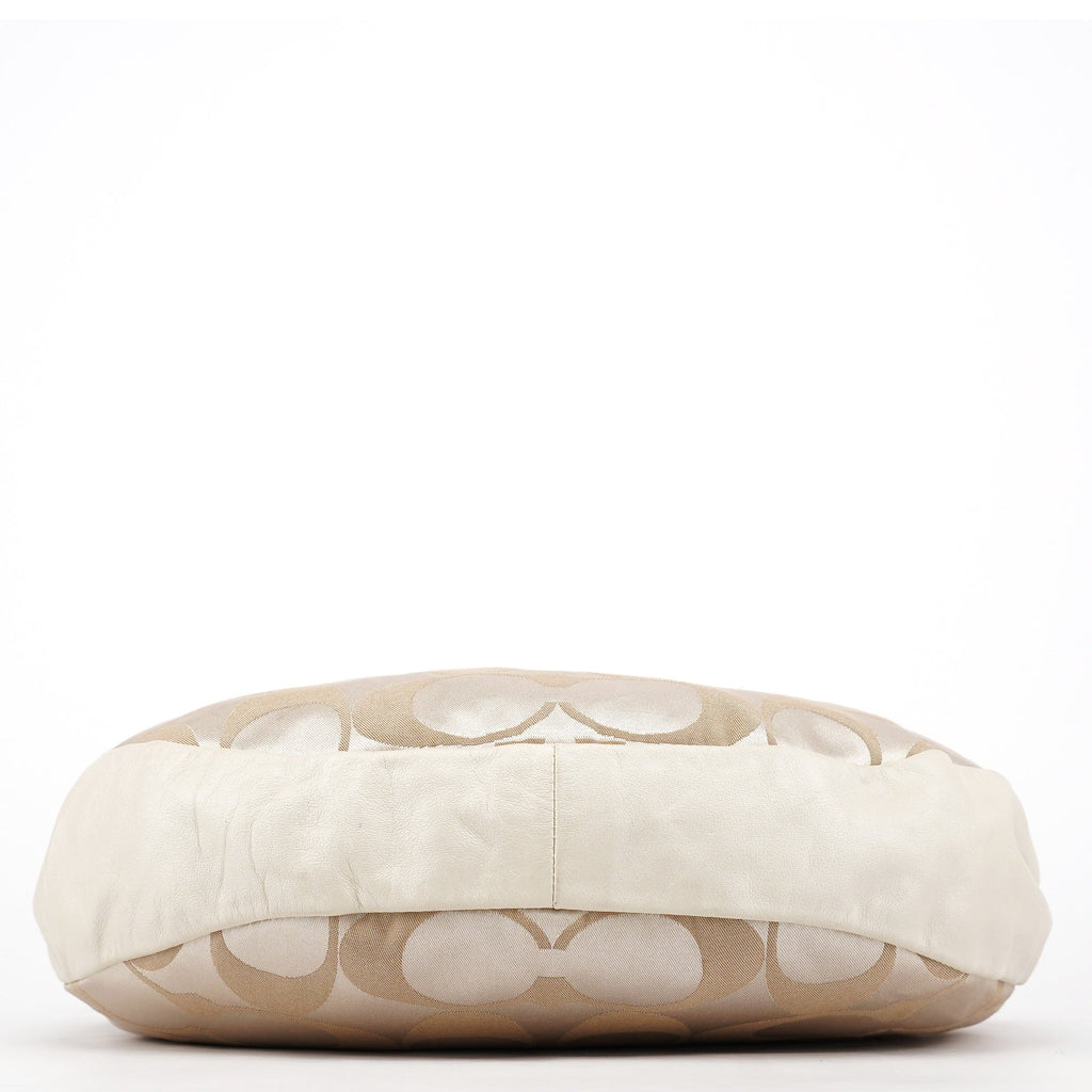 Beige Signature C Hobo Shoulder Bag