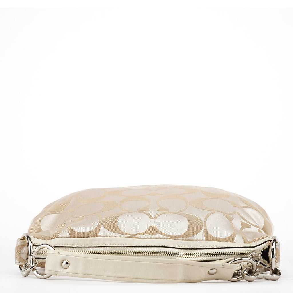 Beige Signature C Hobo Shoulder Bag