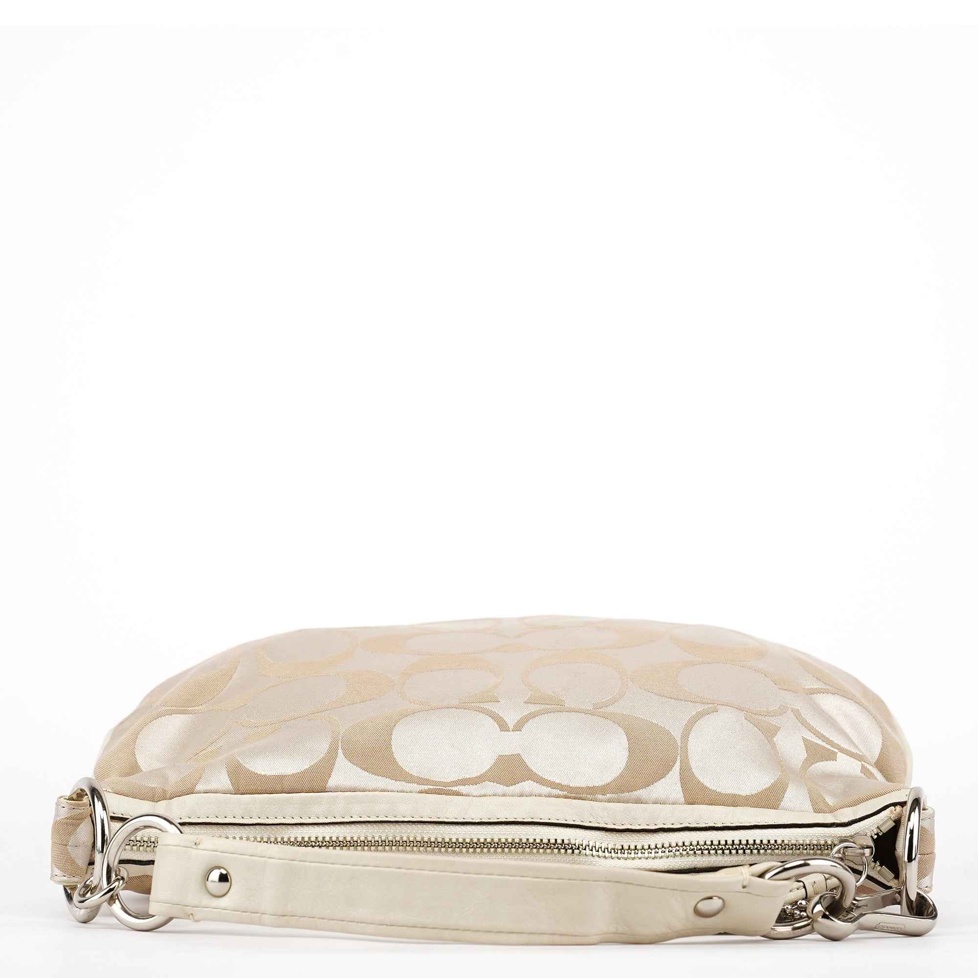 Beige Signature C Hobo Shoulder Bag
