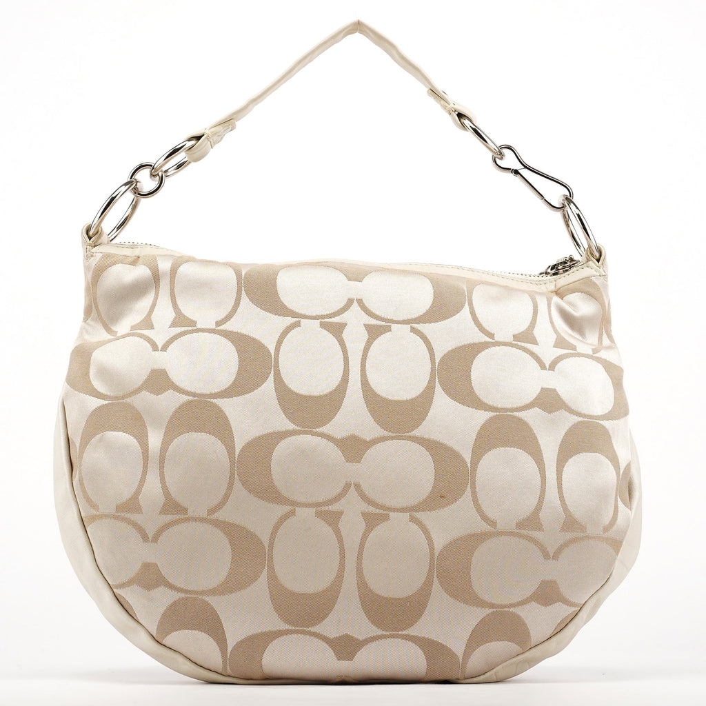 Beige Signature C Hobo Shoulder Bag