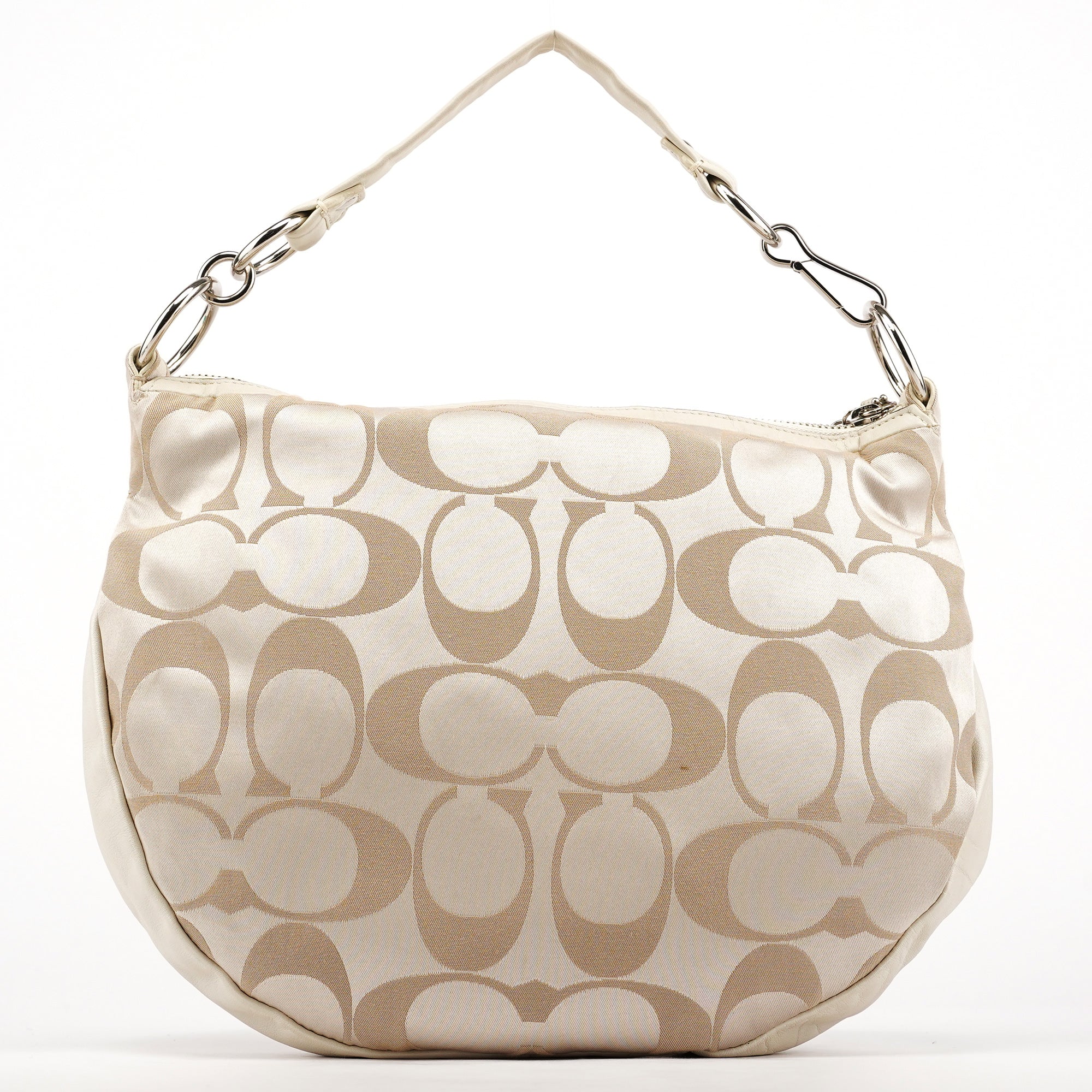 Beige Signature C Hobo Shoulder Bag