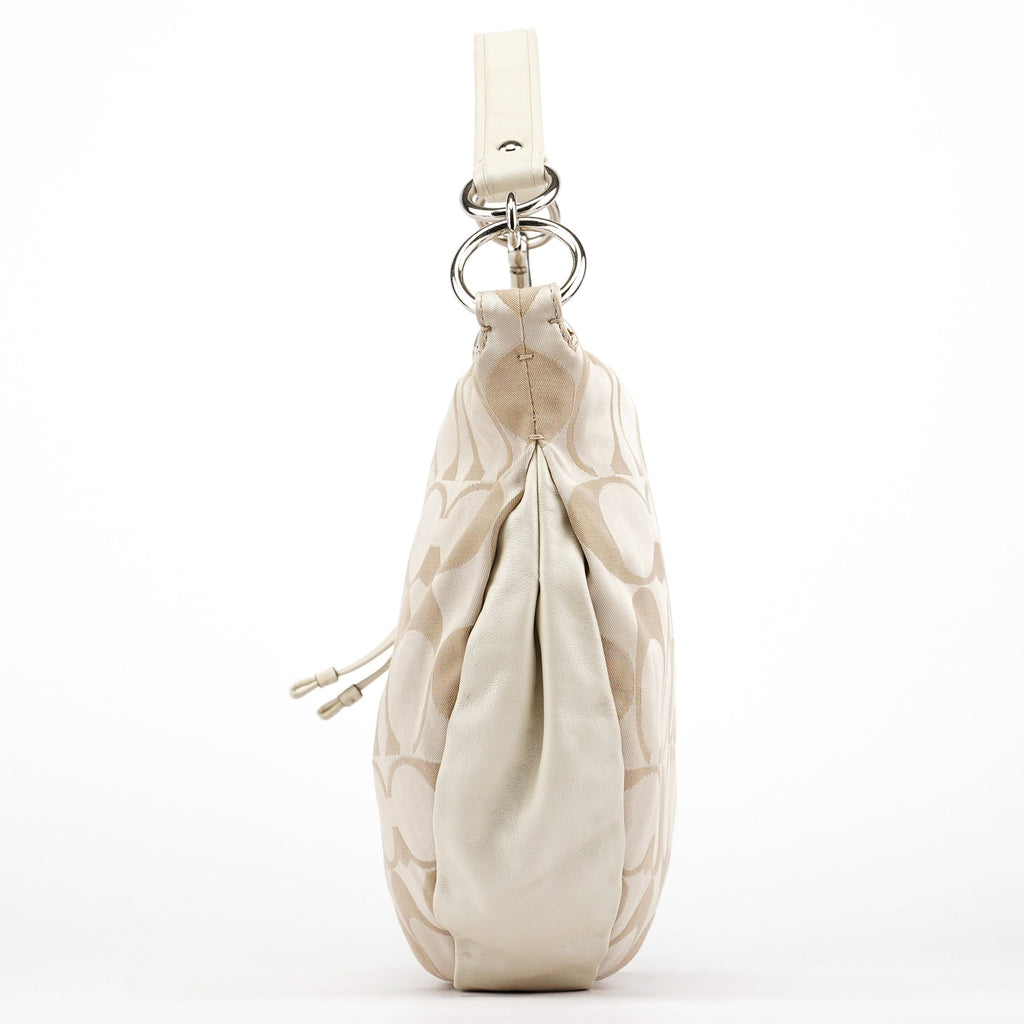 Beige Signature C Hobo Shoulder Bag