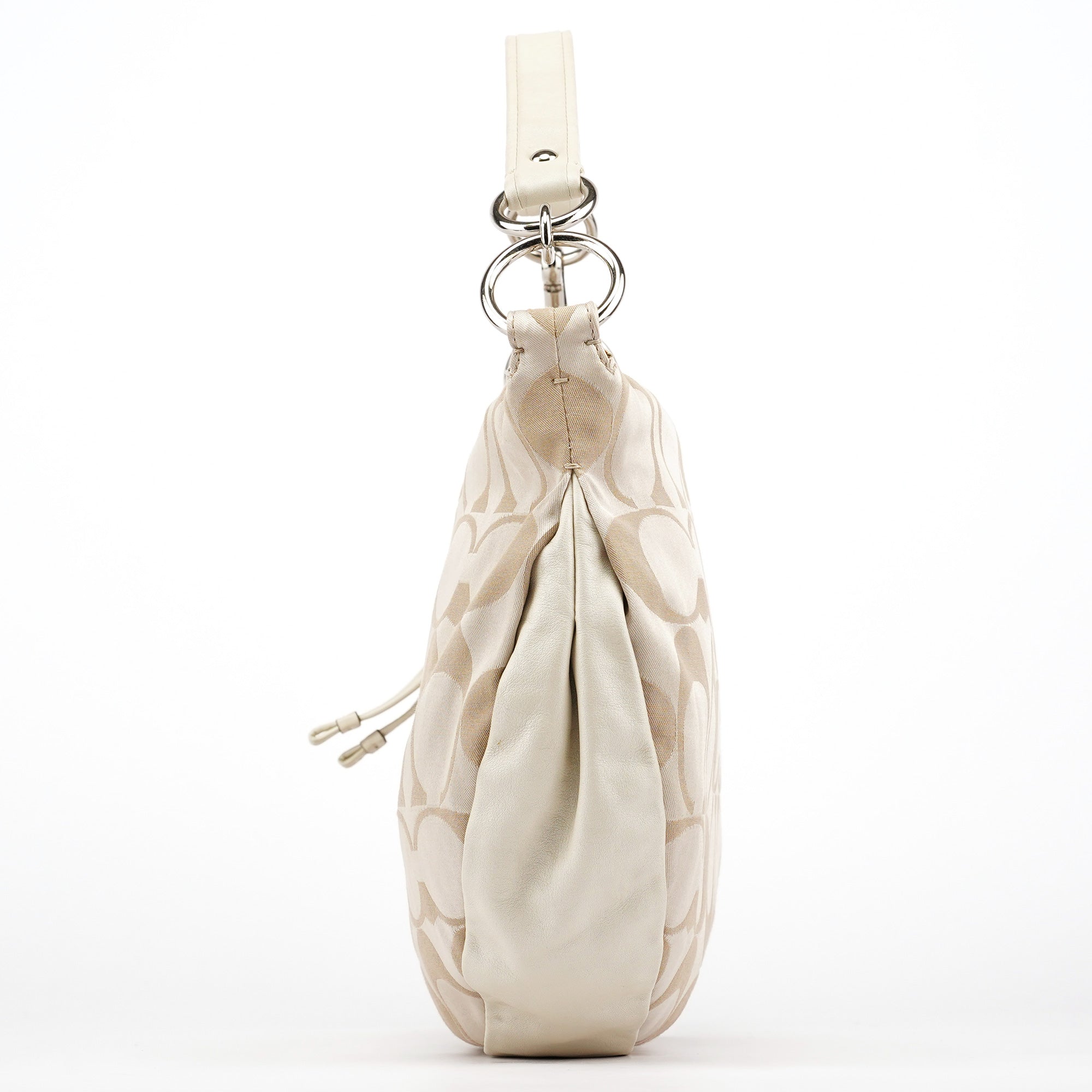 Beige Signature C Hobo Shoulder Bag