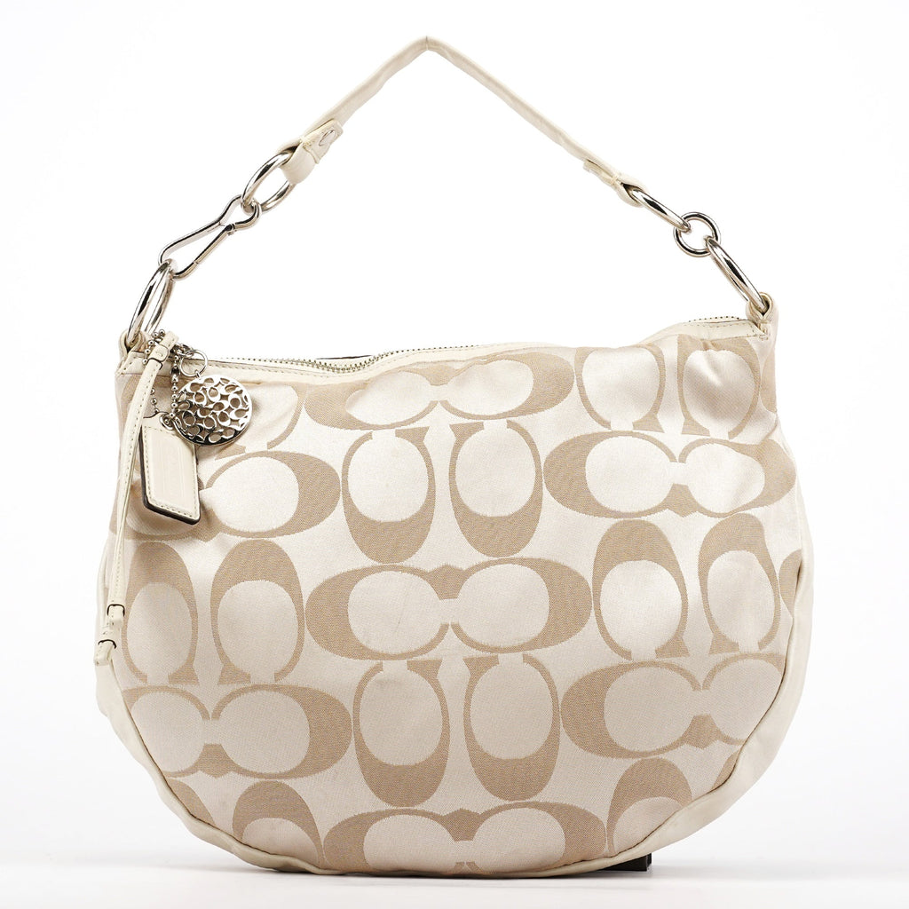 Beige Signature C Hobo Shoulder Bag