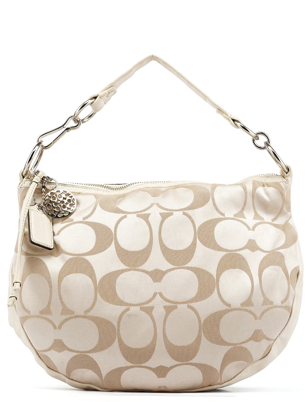 Beige Signature C Hobo Shoulder Bag