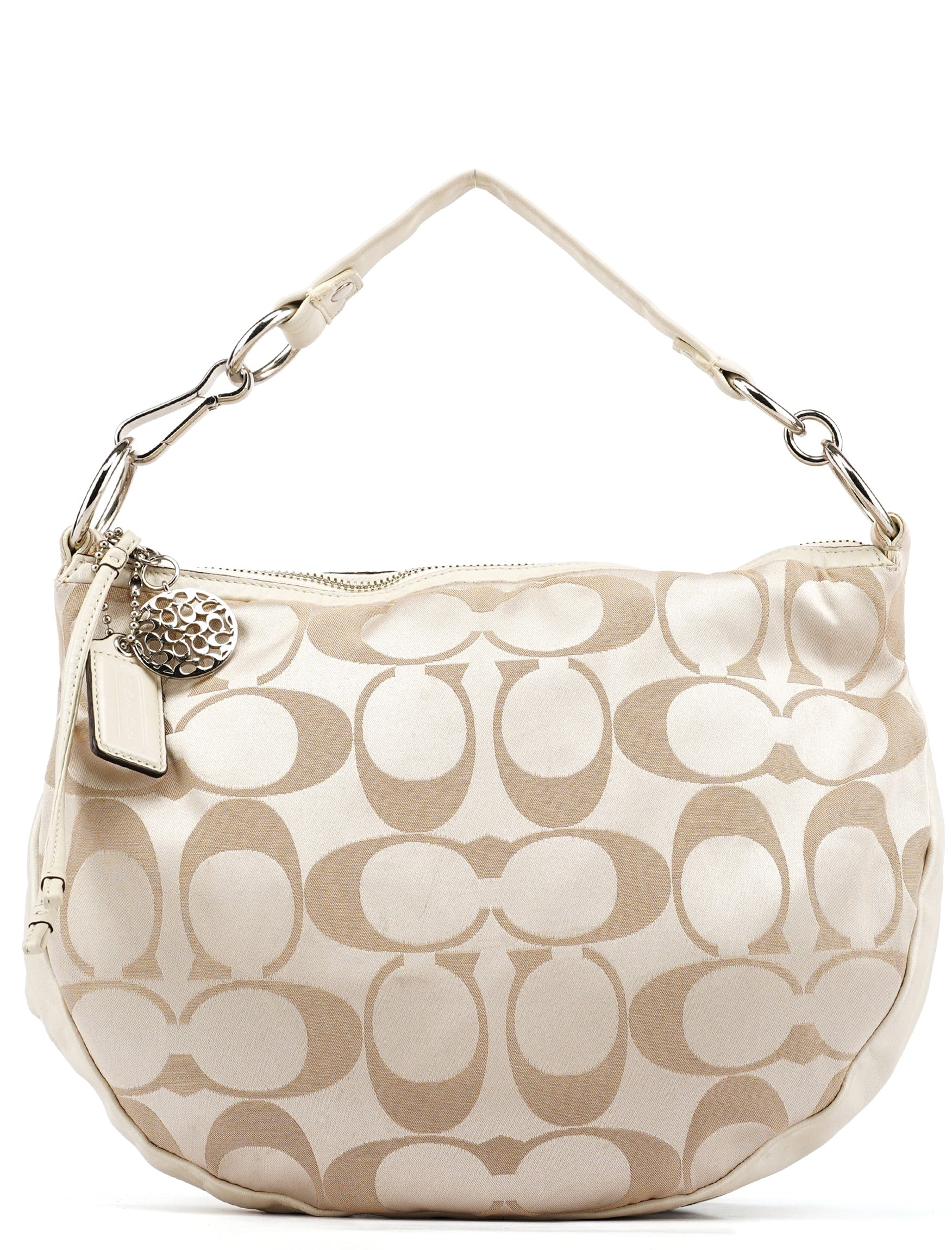 Beige Signature C Hobo Shoulder Bag