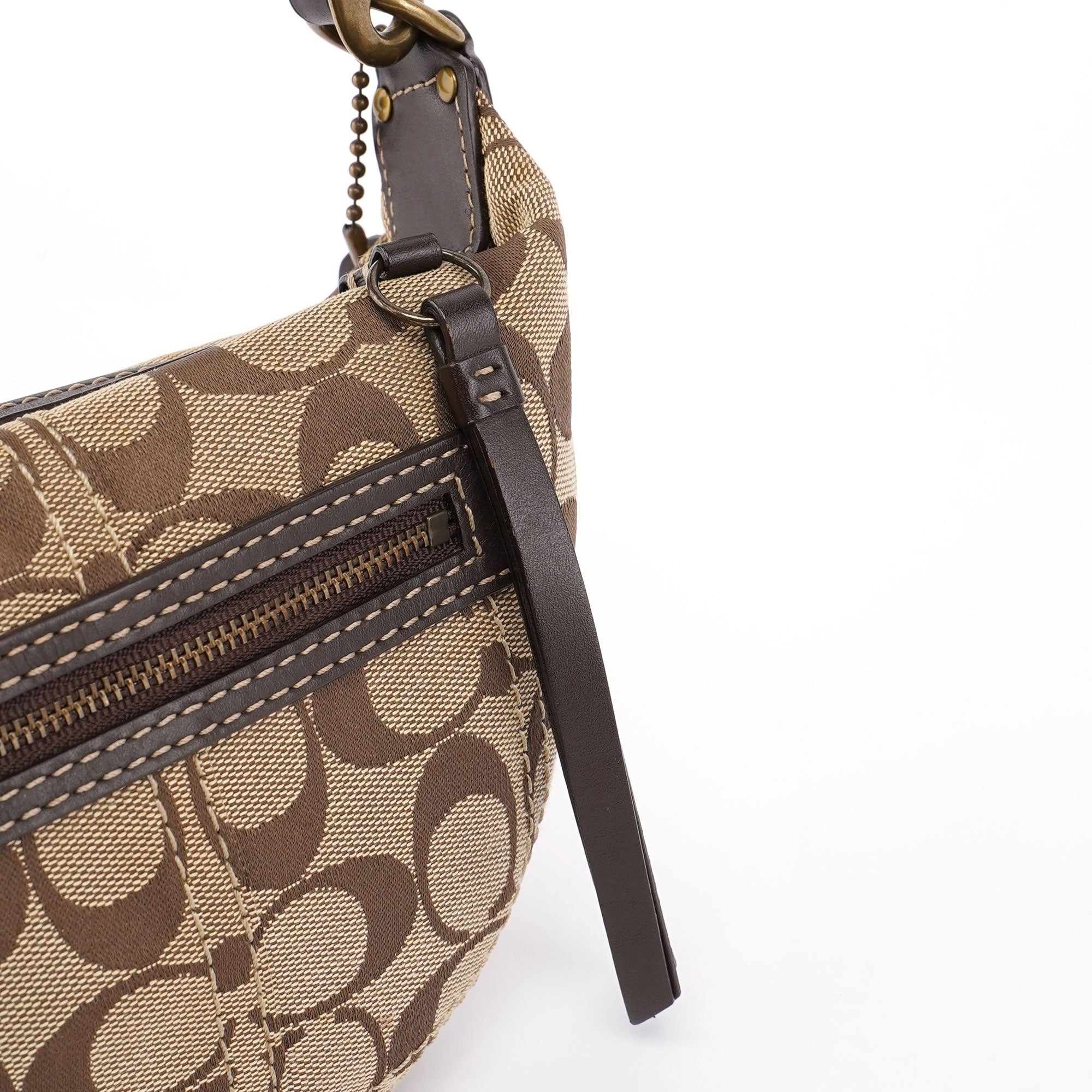 Beige Signature C Mini Swing 2-Way Bag