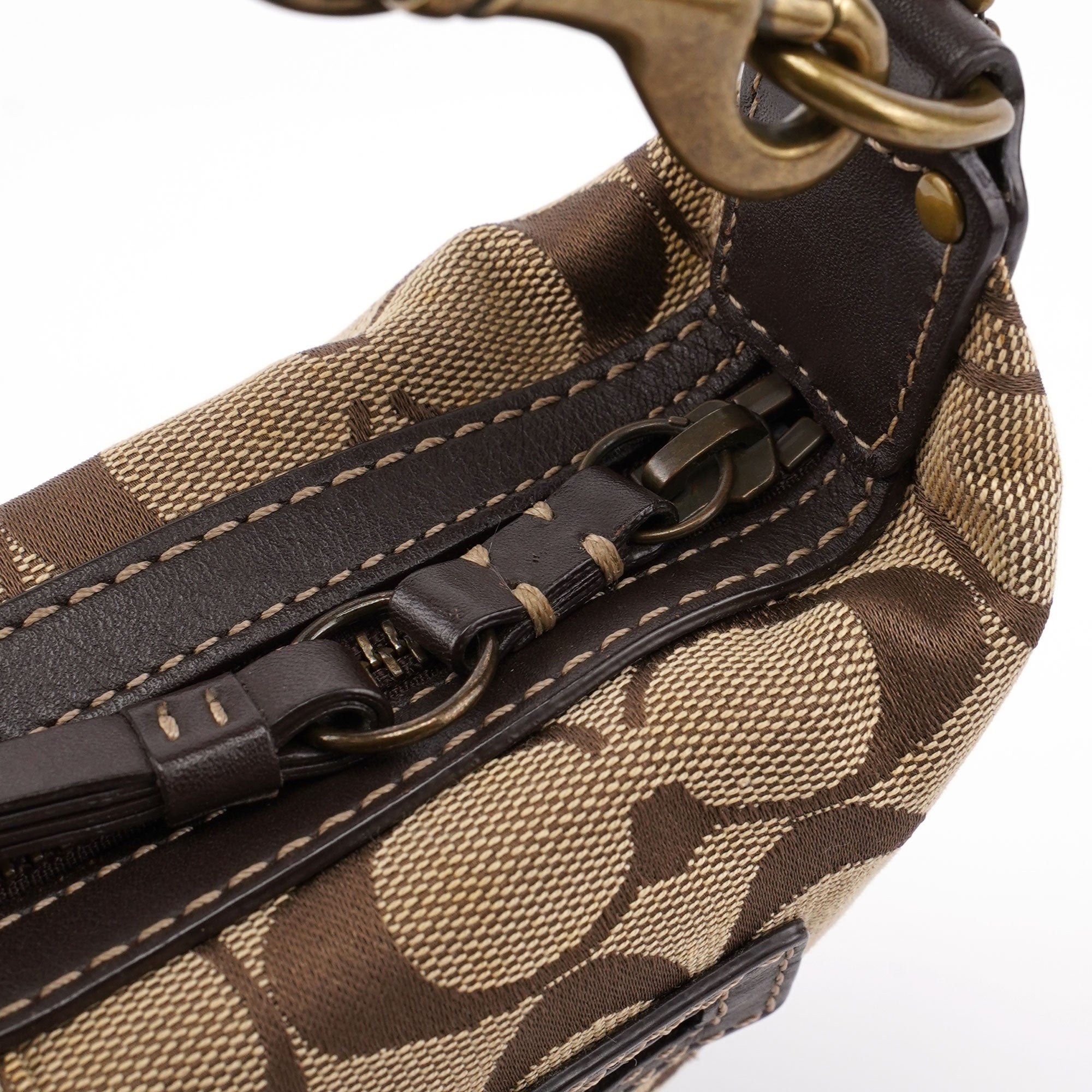 Beige Signature C Mini Swing 2-Way Bag