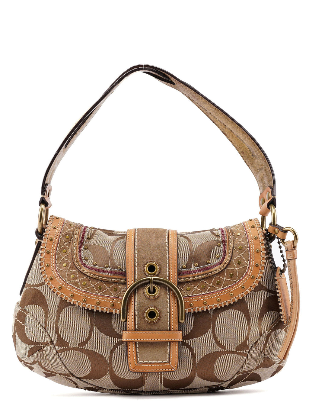 Beige Signature C Soho Shoulder Bag