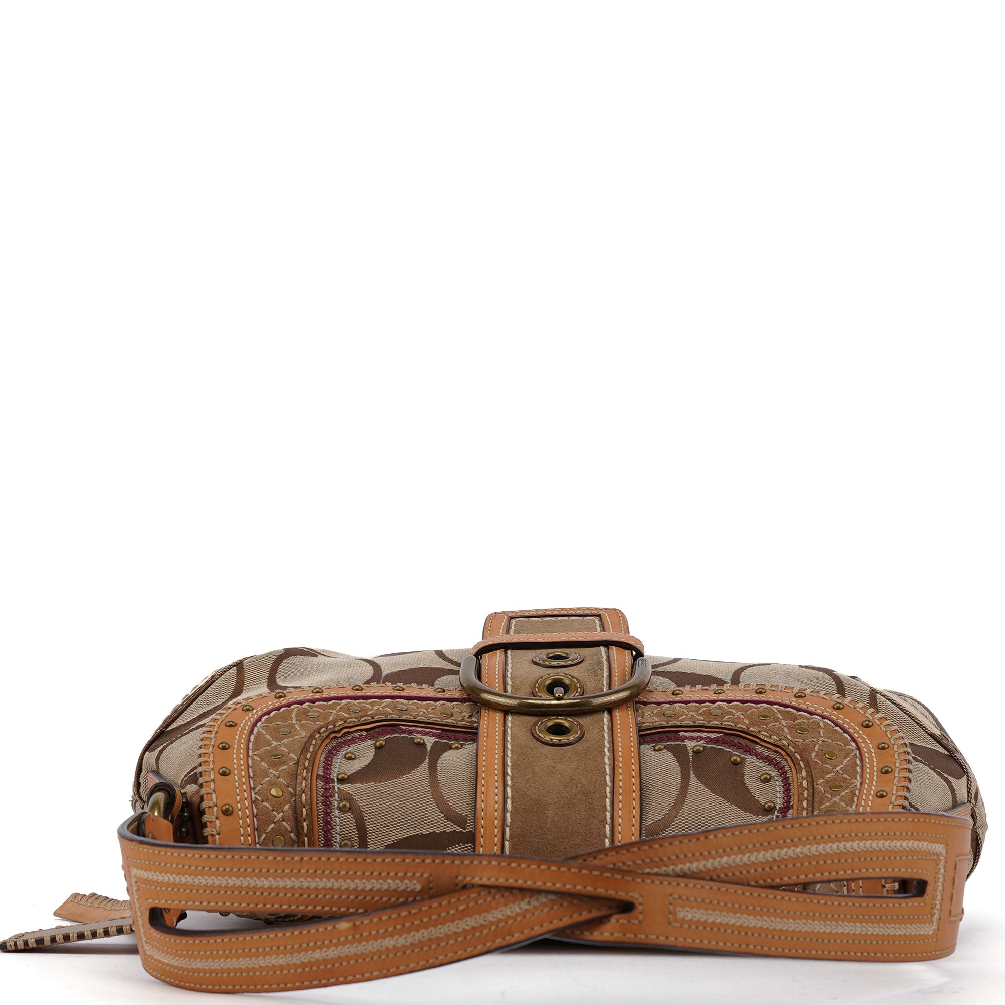 Beige Signature C Soho Shoulder Bag