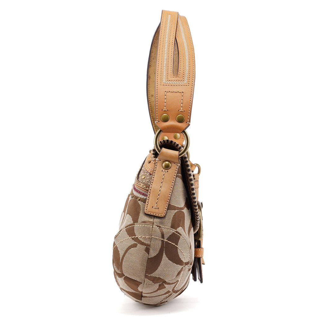 Beige Signature C Soho Shoulder Bag