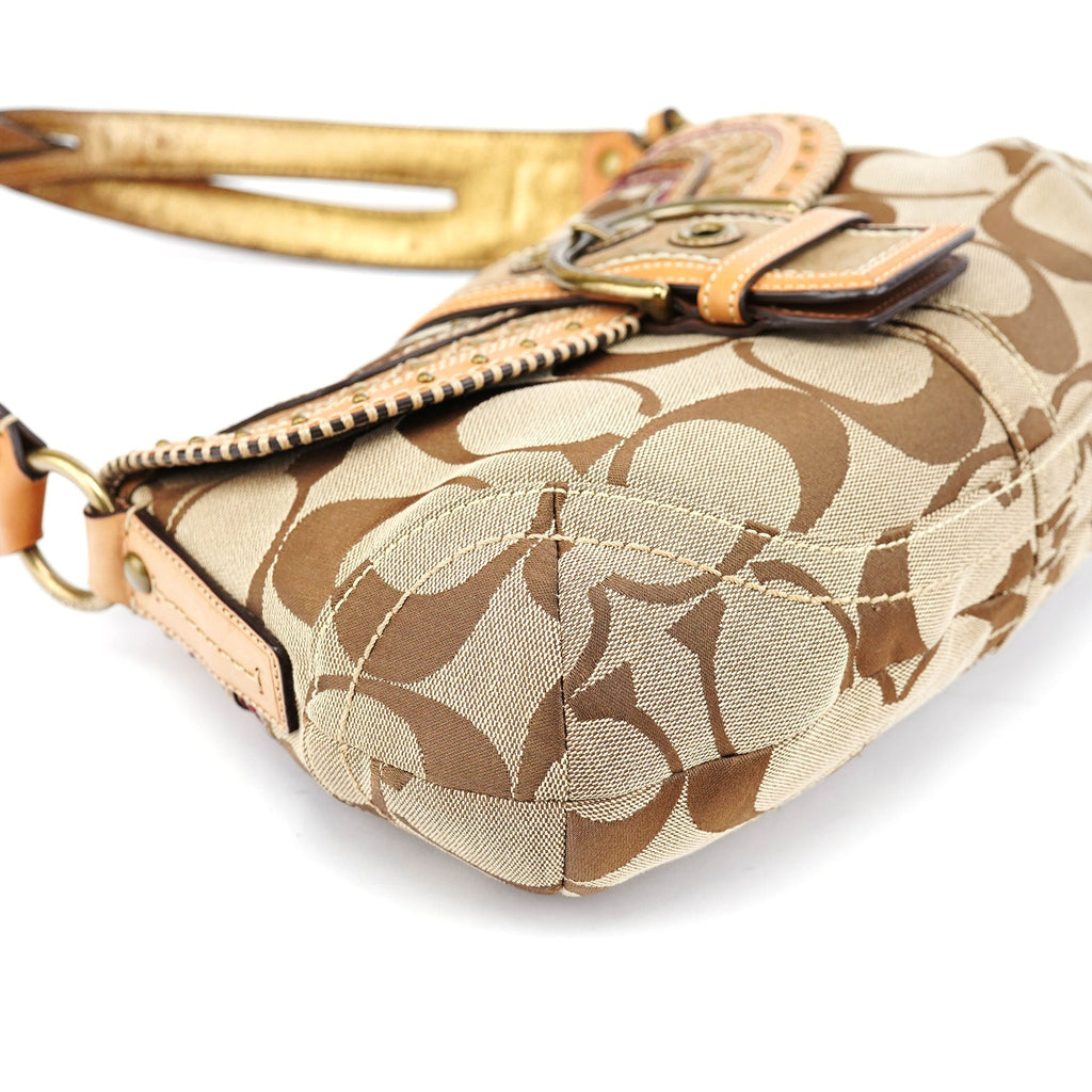 Beige Signature C Soho Shoulder Bag