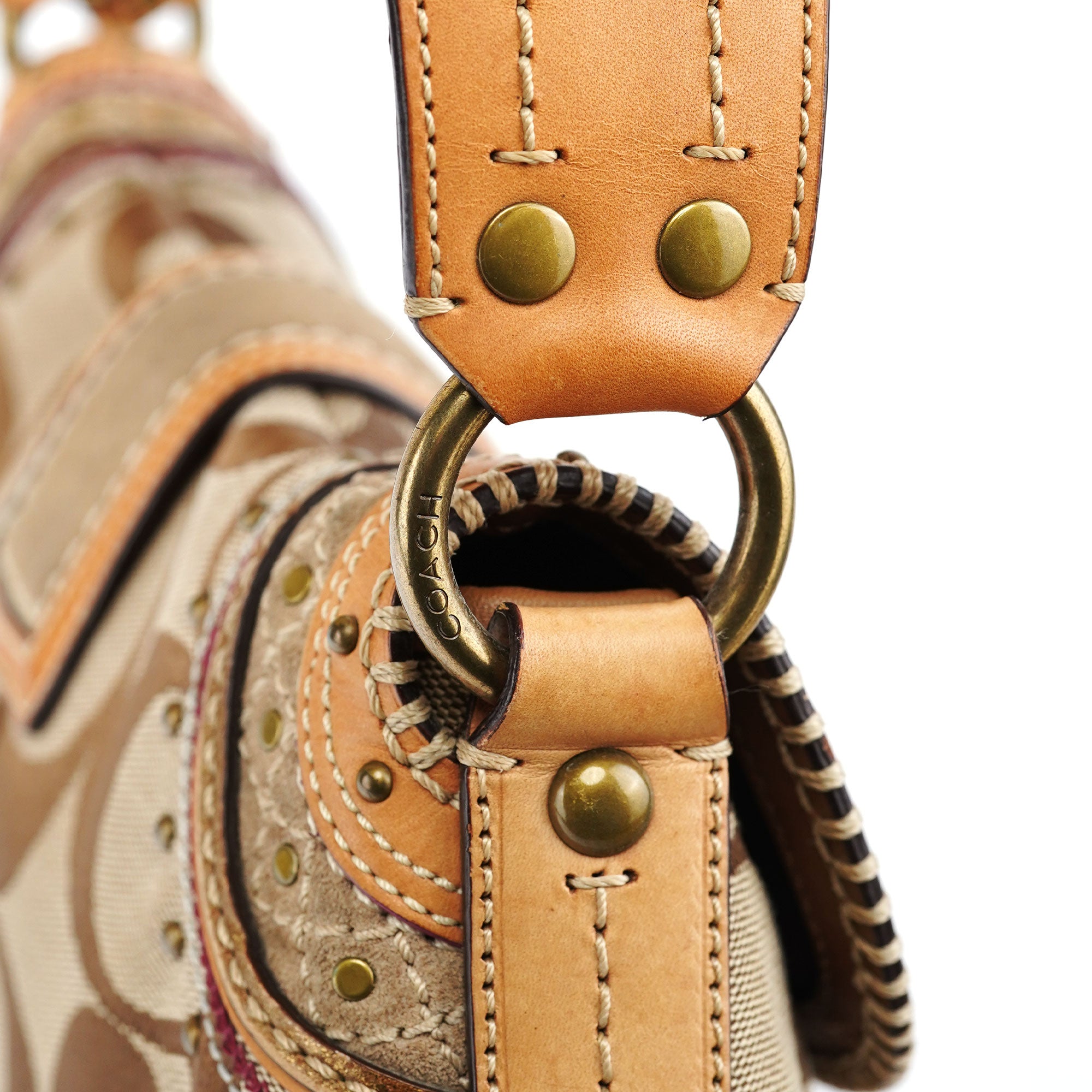 Beige Signature C Soho Shoulder Bag