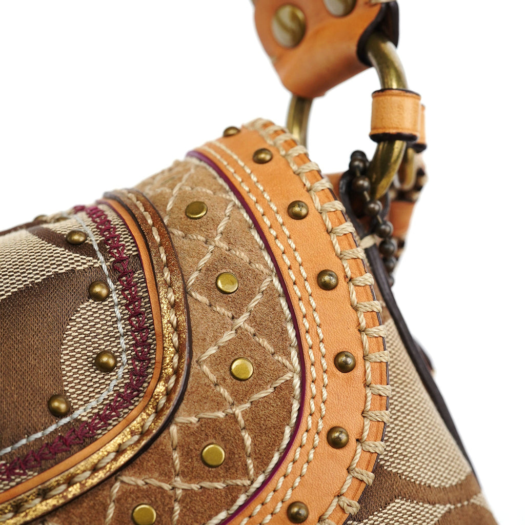 Beige Signature C Soho Shoulder Bag