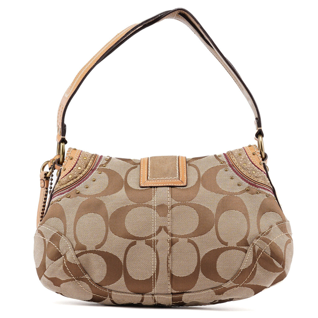 Beige Signature C Soho Shoulder Bag
