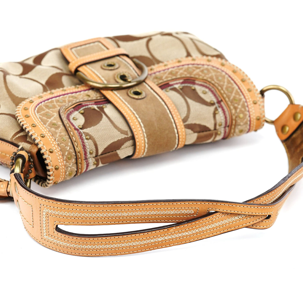 Beige Signature C Soho Shoulder Bag