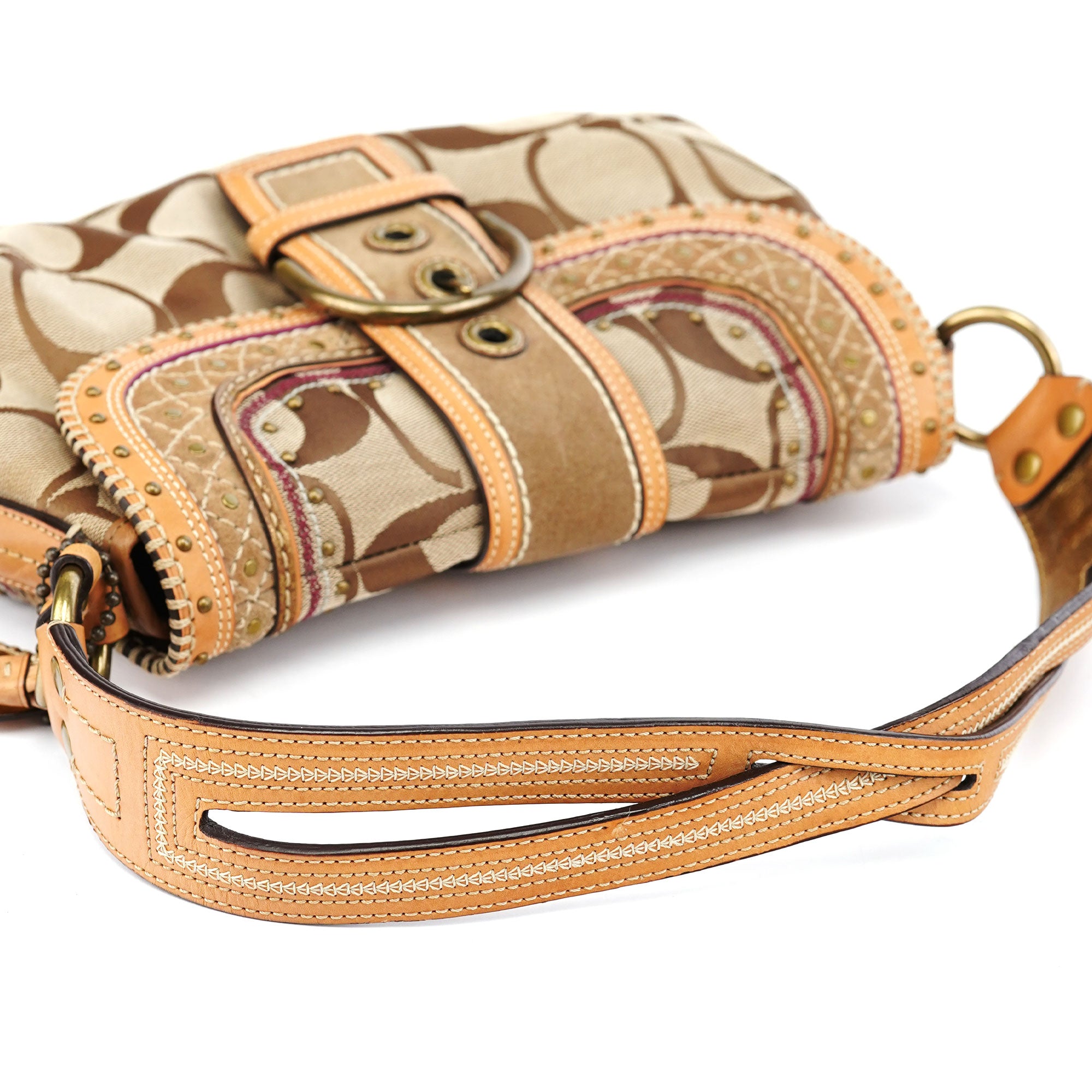 Beige Signature C Soho Shoulder Bag