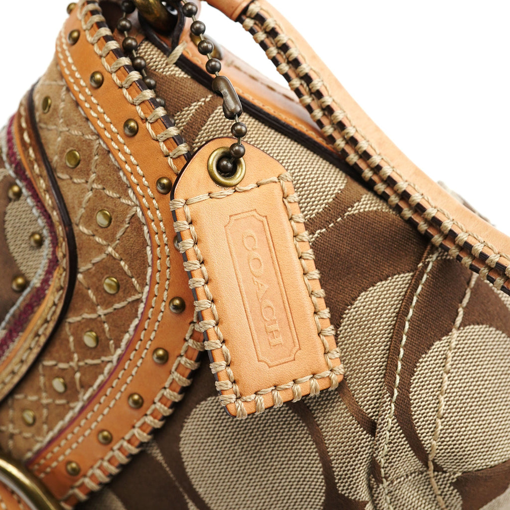 Beige Signature C Soho Shoulder Bag