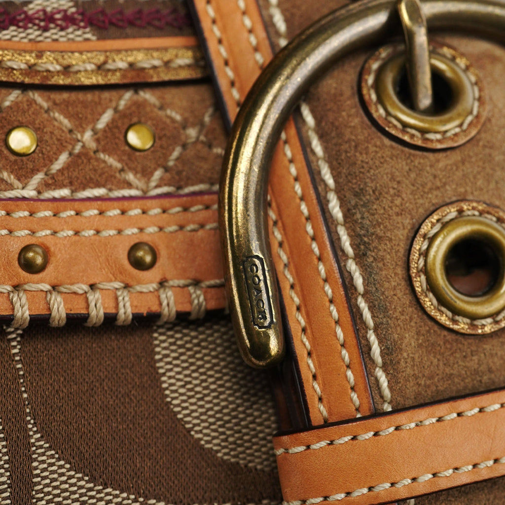 Beige Signature C Soho Shoulder Bag