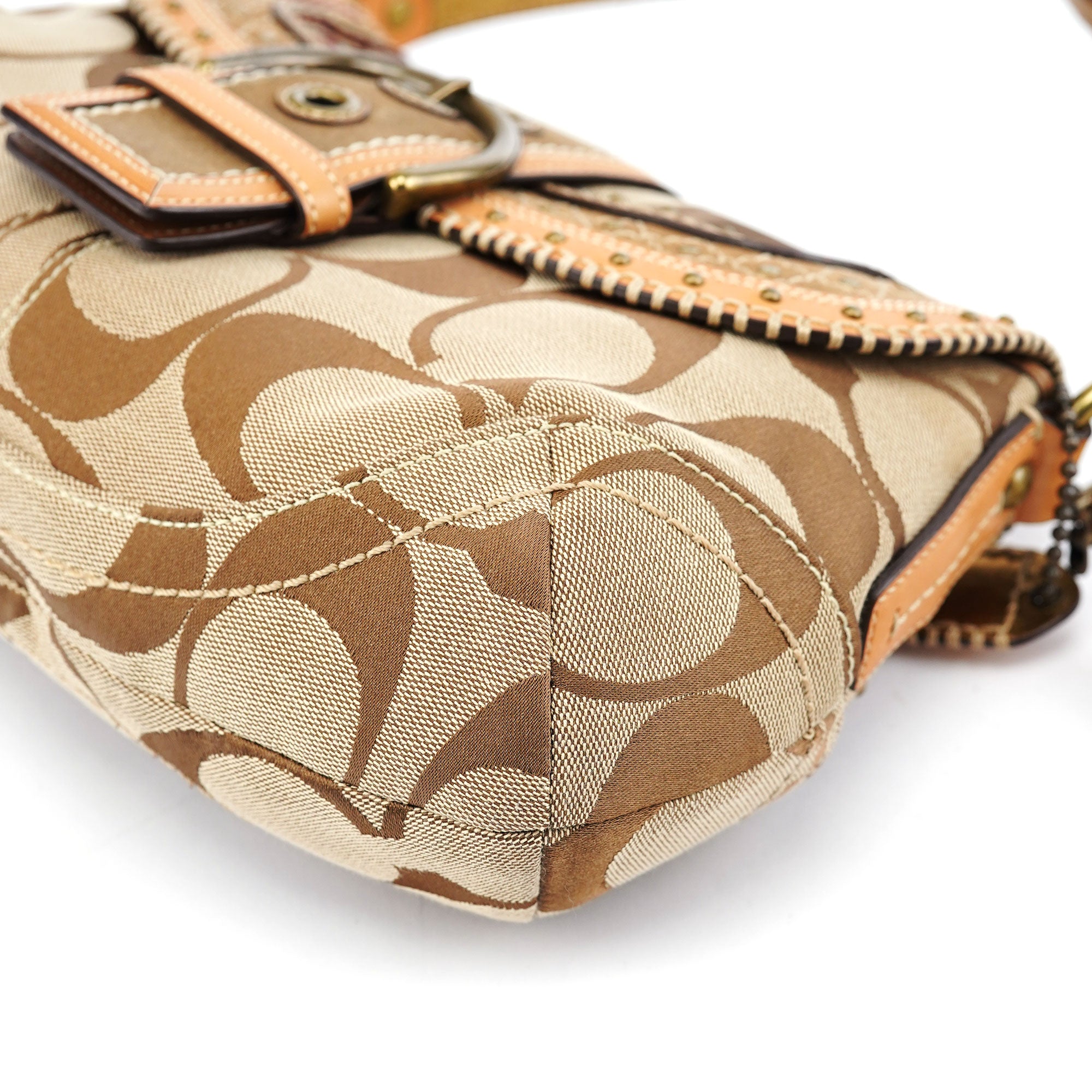 Beige Signature C Soho Shoulder Bag
